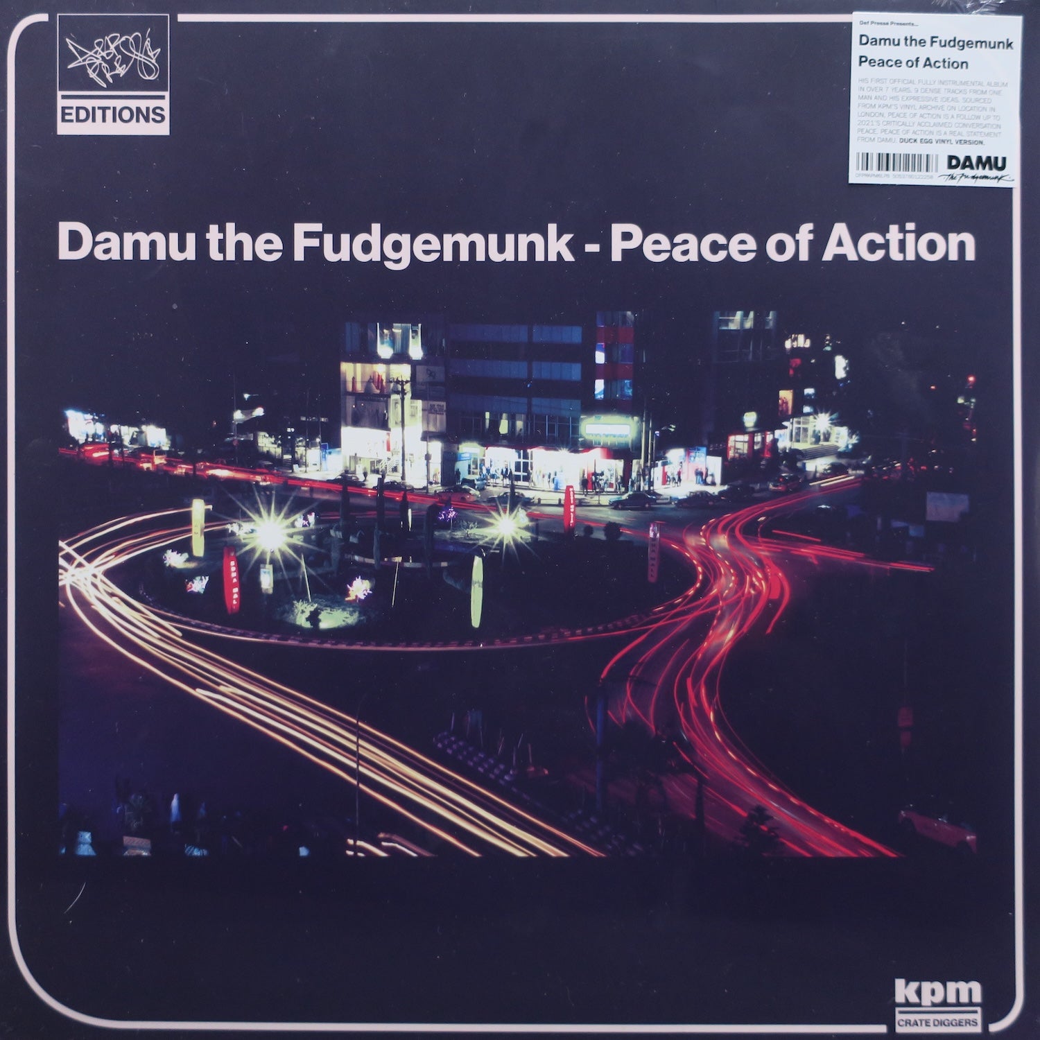 DAMU THE FUDGEMUNK 'Peace Of Action' DUCK EGG Vinyl Record LP - Limited Edition Collectible Vinyl for Music Lovers & DJs, Perfect for Home Listening & Studio Sessions