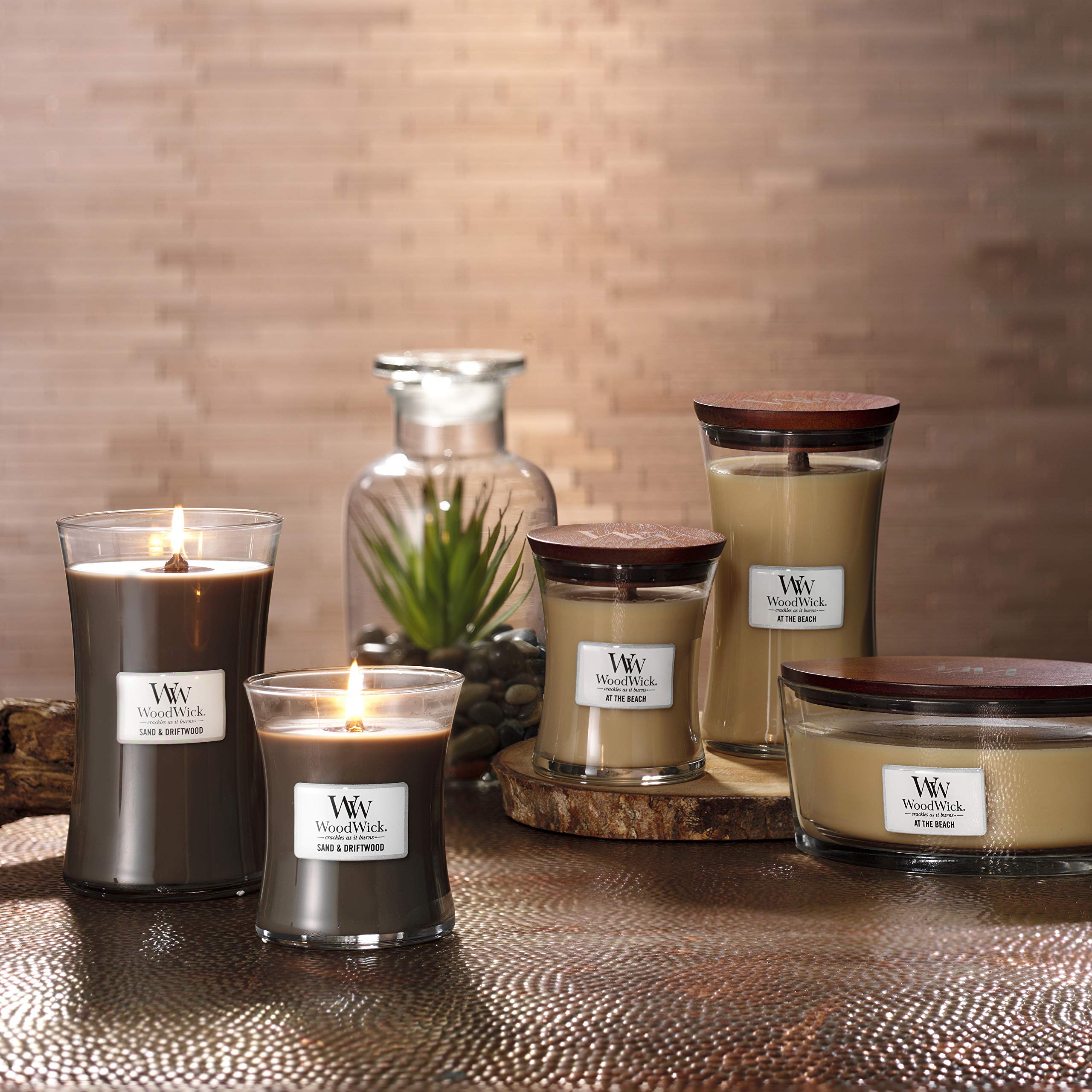 WoodWick Scented Candle with Crackling Wick - Sand & Driftwood Fragrance Ellipse Candle | Long Lasting 50-Hour Burn Time | Natural Soy Wax Aromatherapy Candle | Perfect Gift for Women, Home Decor, Relaxation & Romantic Ambiance