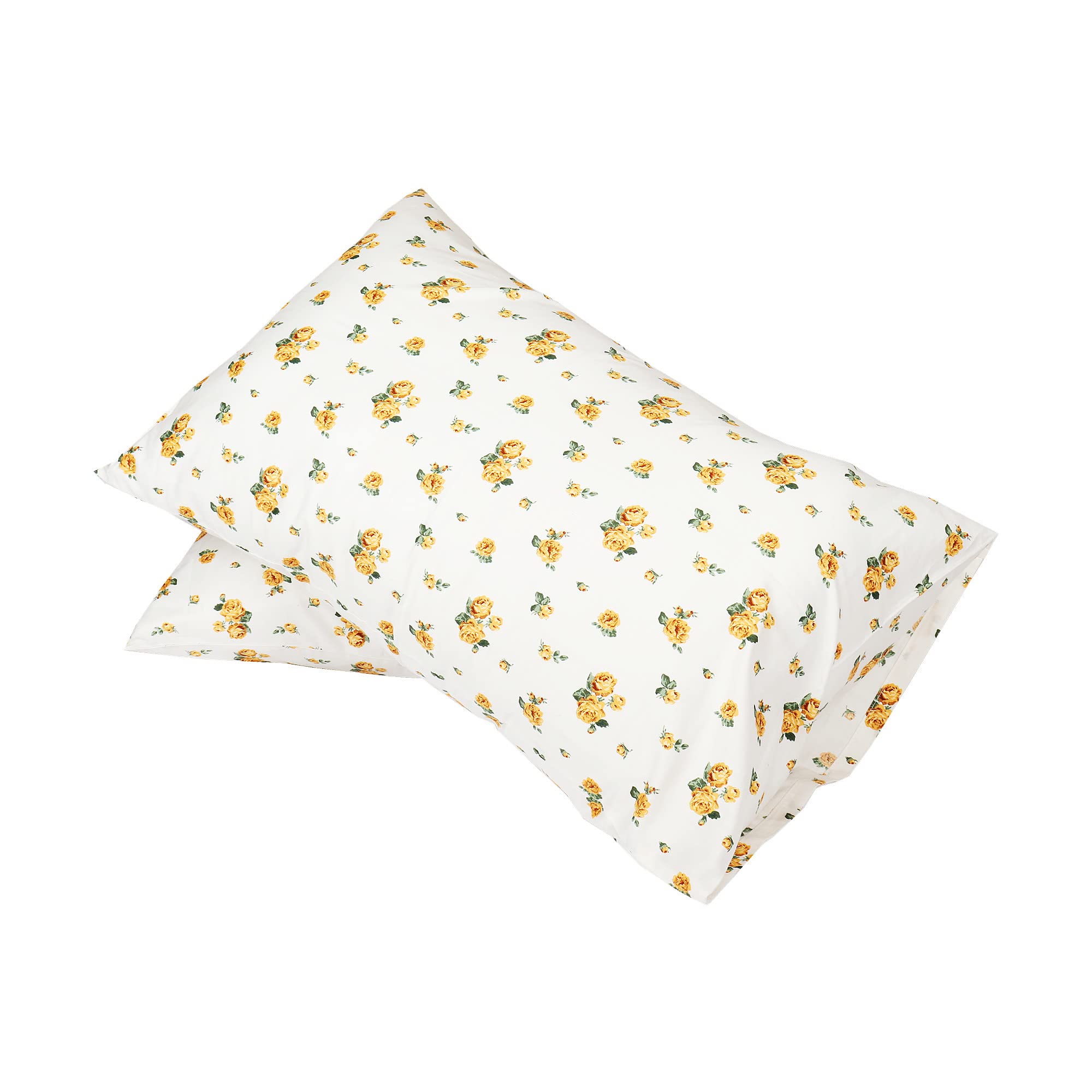 Queen Size Floral Cotton Pillowcase Set (2-Pack) - Hotel Quality for Home & Travel