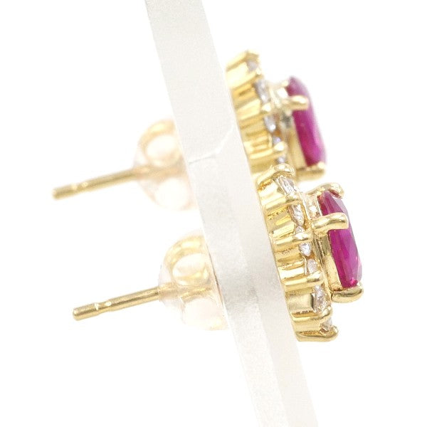 18K Yellow Gold Ruby and Diamond Stud Earrings for Women - Elegant Gift for Wedding, Anniversary, and Special Occasions