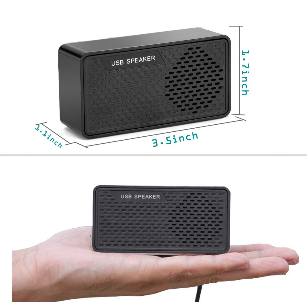 USB Powered Mini Computer Speakers - Compact Stereo Sound Bar for Laptop, Desktop & Notebook | Plug & Play Space-Saving Design | Perfect for Home Office, Gaming & Video Conferencing (Black)