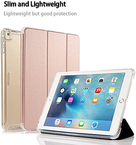 Valkit iPad 6th/5th Generation Case (2018/2017) & iPad Air 2 Case - 9.7 Inch Smart Folio Stand Cover with Pencil Holder, Translucent Frosted Back, Auto Wake/Sleep - Rose Gold - Perfect for Work, School & Travel Protection