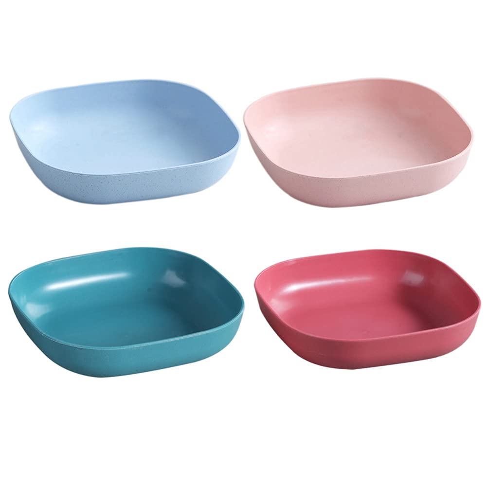 DOITOOL 4-Piece Wheat Straw Dinnerware Set - Unbreakable, Lightweight Plates & Bowls for Snacks, Desserts, Fruits - Eco-Friendly, BPA-Free - Perfect for Picnics, Camping, and Everyday Use