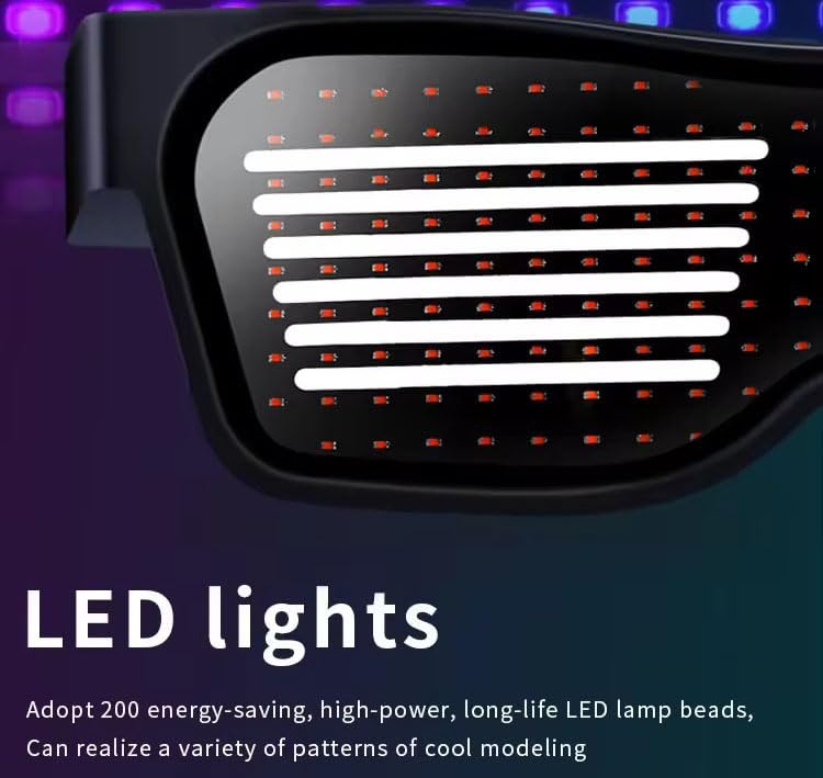 LED Glasses with Bluetooth - Customizable Light Up Party Glasses for Halloween, Christmas, Birthday & New Year Celebrations | Smart Neon Glasses for Nightclubs, Raves & Festivals