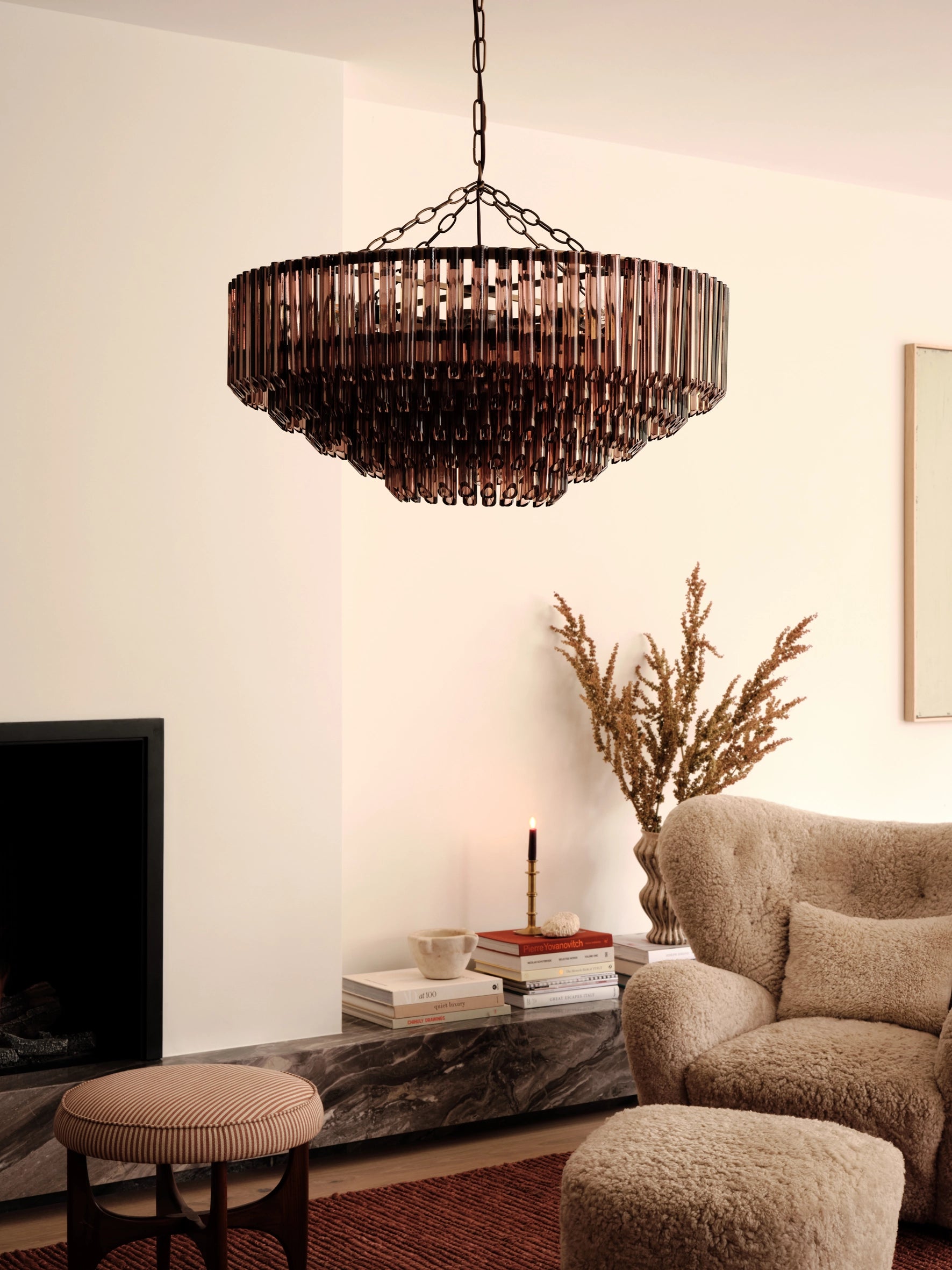 Petalia 9-Light Bronze Chandelier with Smoked Chocolate Glass Tubes - Elegant Dining Room & Living Room Lighting Fixture for Home Decor