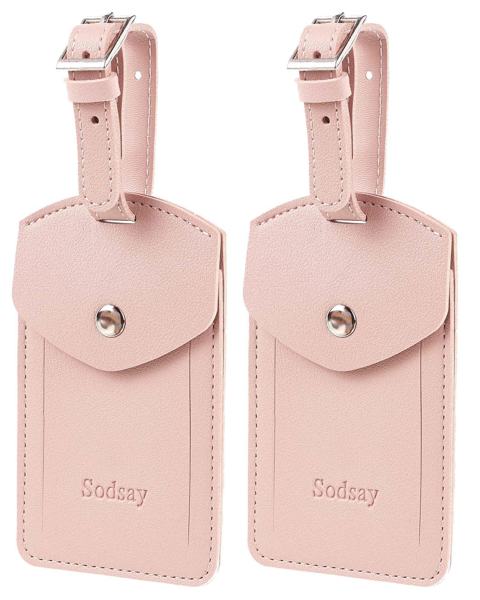 Premium Leather Luggage Tags for Travel - Sodsay 2-Pack with Privacy Flap | Durable Baggage ID Tags for Suitcases, Backpacks & Carry-Ons | Perfect for Business Trips, Vacations & Airport Security