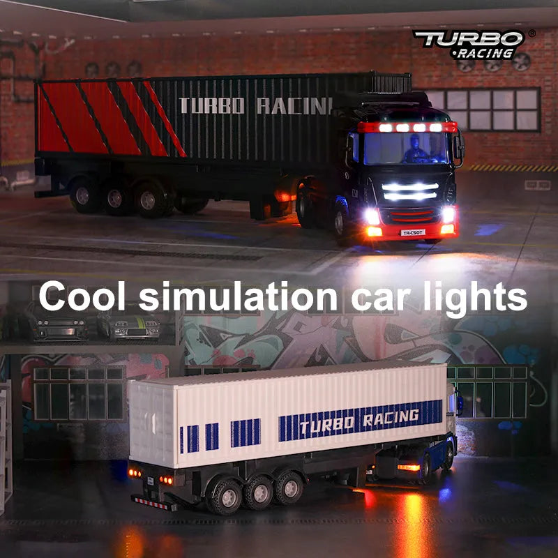 Turbo Racing 1:76 Scale C50 RC Semi Truck Trailer with Remote Control - Perfect for Kids, Collectors & Indoor Racing Fun