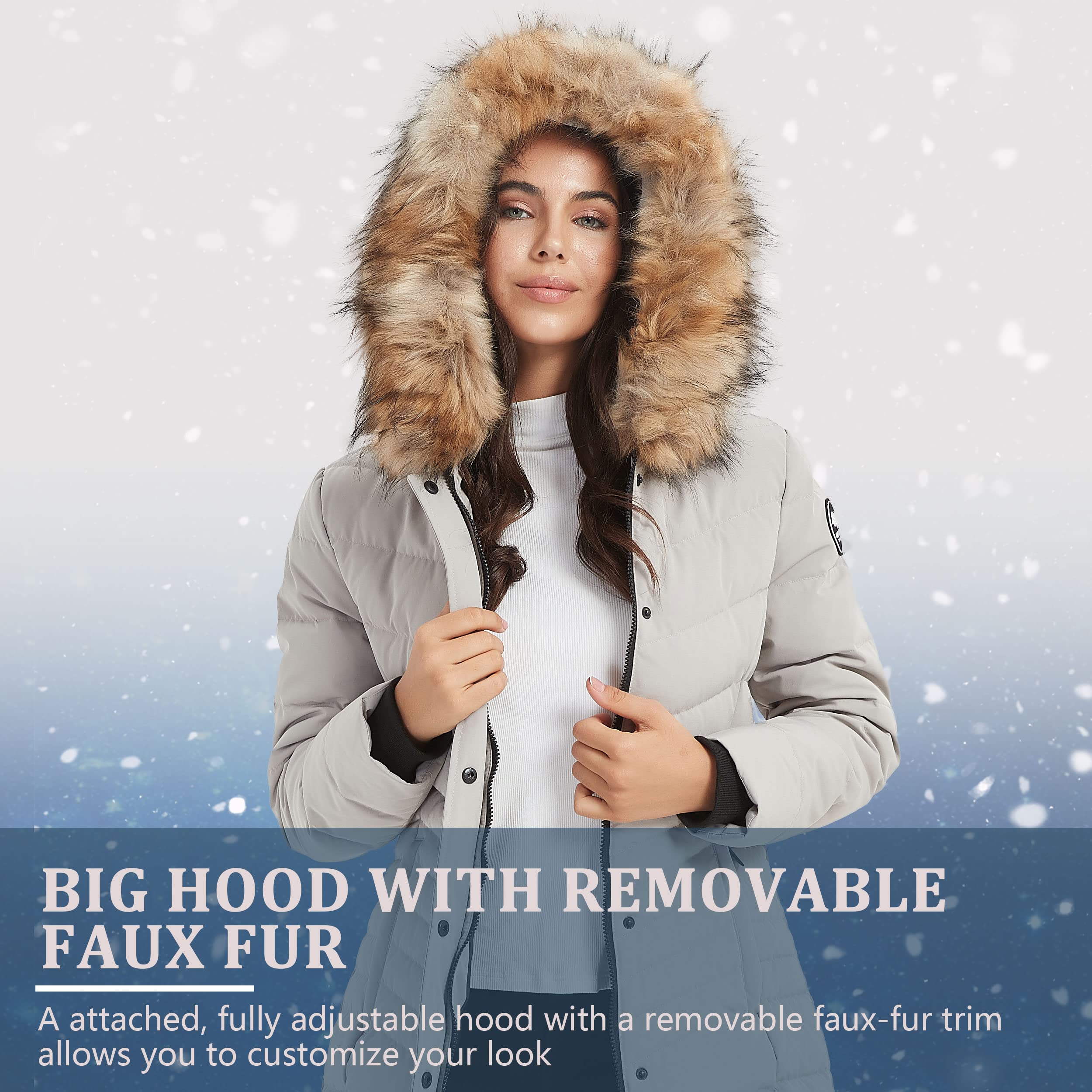 Women's Warm Duck Down Long Parka Winter Jacket with Detachable Fur Hood - Waterproof Puffer Coat for Extreme Cold Weather | Perfect for Snowboarding, Skiing & Winter Commutes