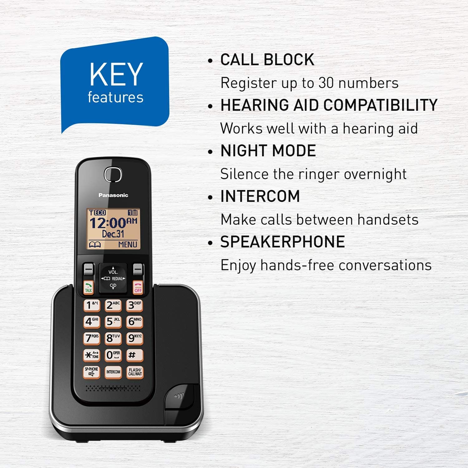 Refurbished PANASONIC KXTGC380C 1-Handset Cordless Phone with Home Essentials Warranty - Perfect for Home & Office Communication