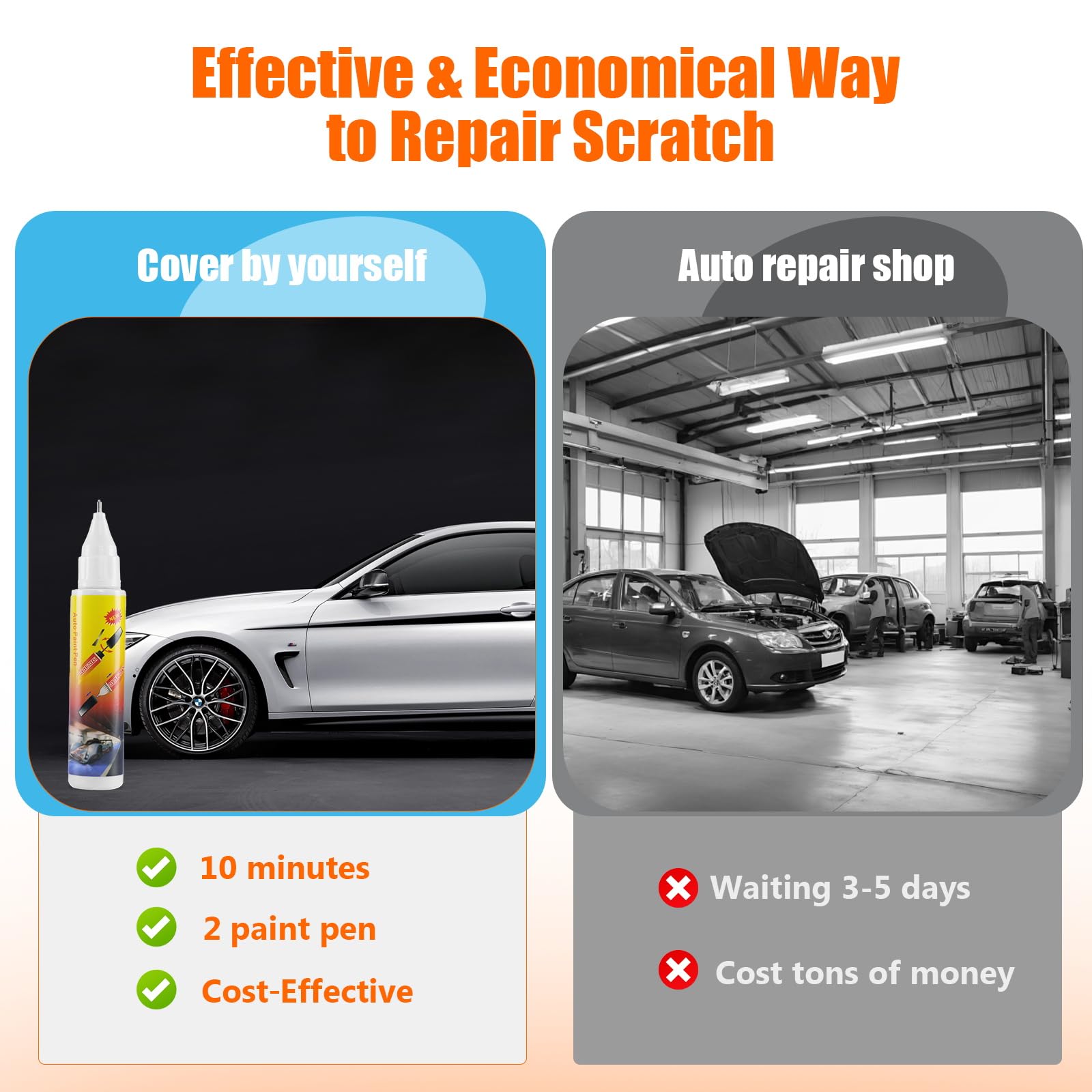 Car Touch Up Paint Pen - Black | Easy Scratch Repair for Cars | DIY Auto Fix