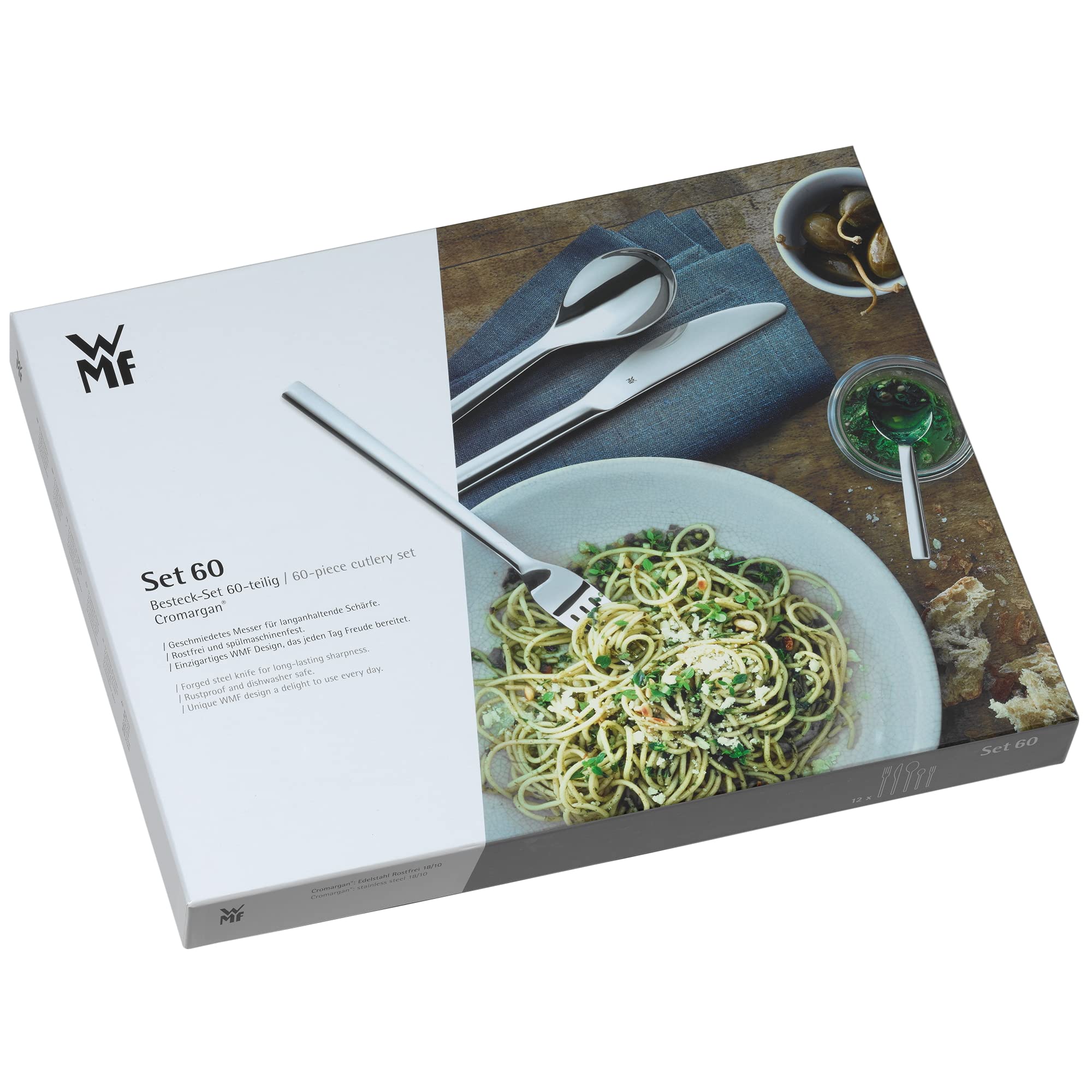 WMF Palermo 60-Piece Stainless Steel Cutlery Set - Premium Silverware for Fine Dining, Dinner Parties & Restaurant Use