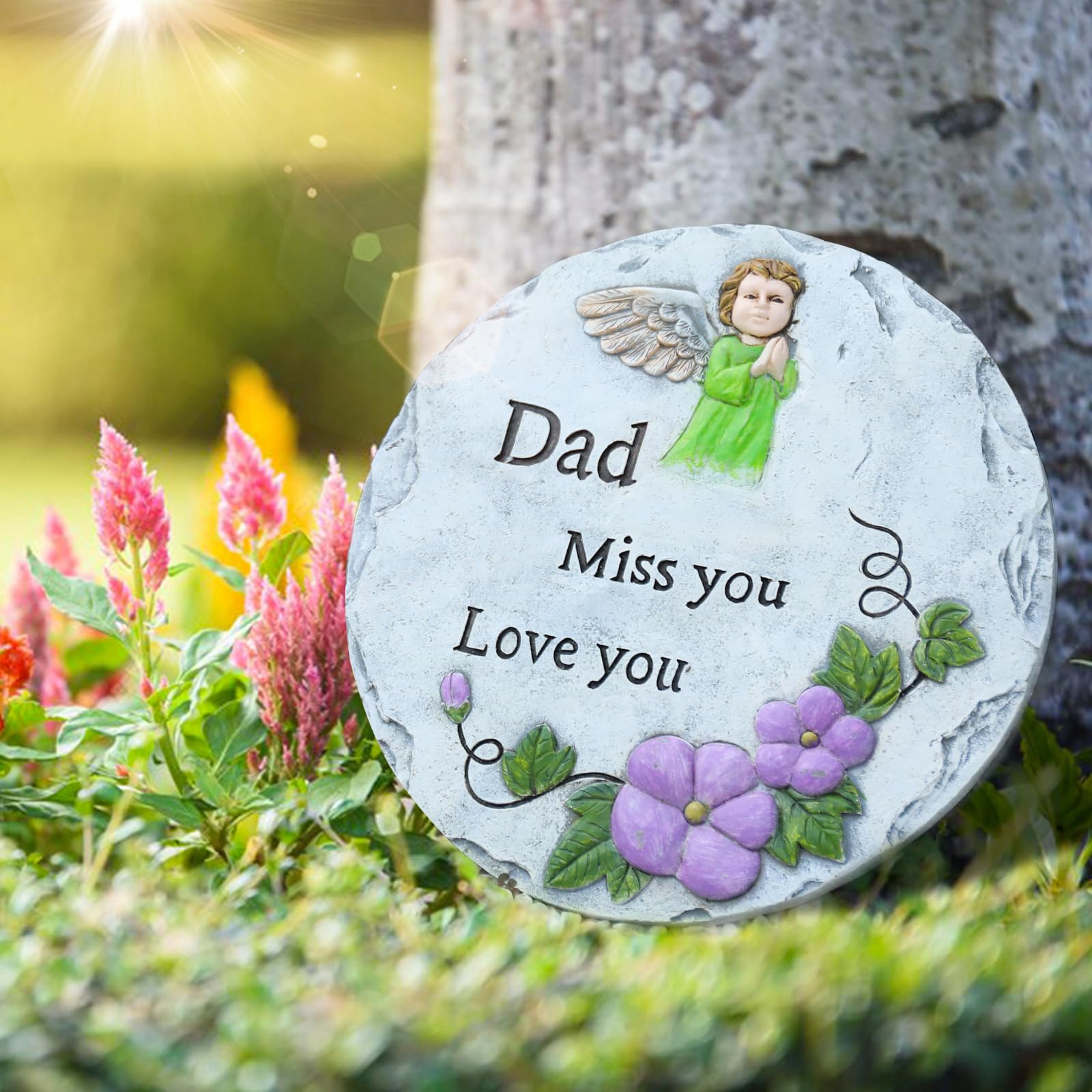 Memorial Stone for Dad - Sympathy Gift for Loss of Father - Garden & Cemetery Decor