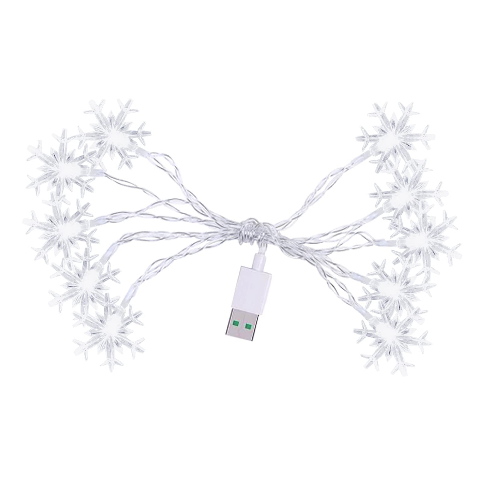 Christmas Snowflake String Lights - 6.56ft 10 LED USB/Solar Powered Waterproof Fairy Lights for Indoor Outdoor Decor - Perfect for Wedding, Party, Christmas Tree, Room, Garden, Patio, Yard & Home Decoration