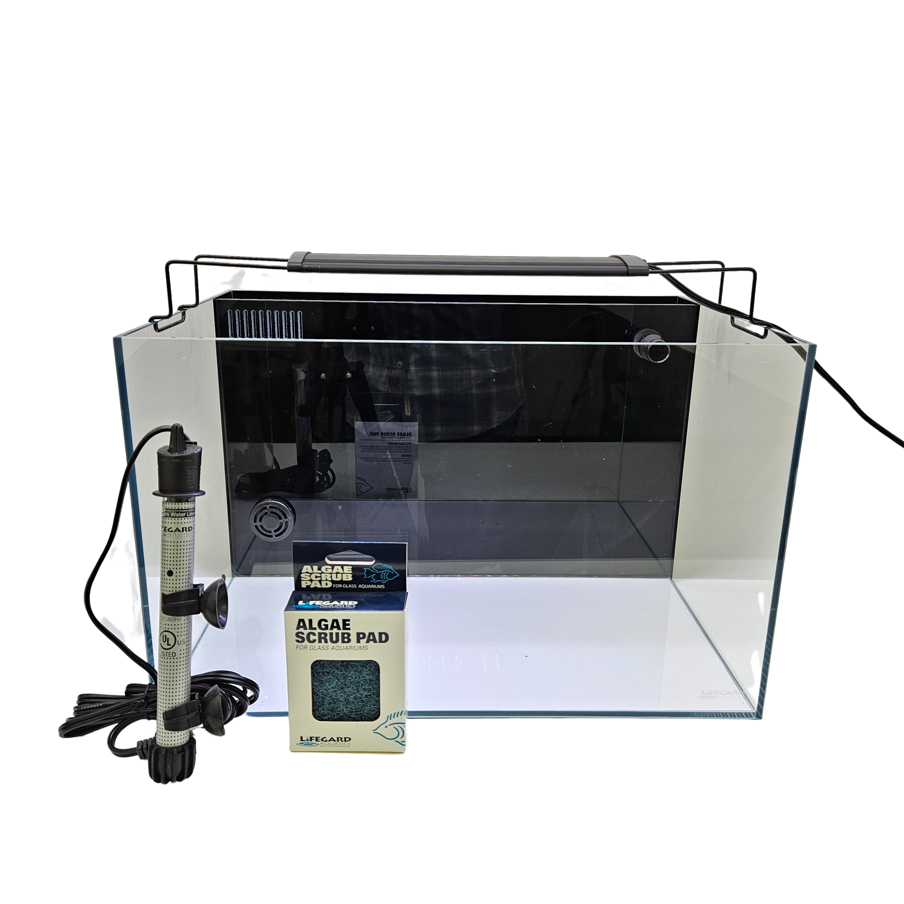 10 Gallon Ultra Low Iron CRYSTAL Clear Aquarium Tank with Built-in Back Filter - Perfect for Home, Office & Fish Breeding