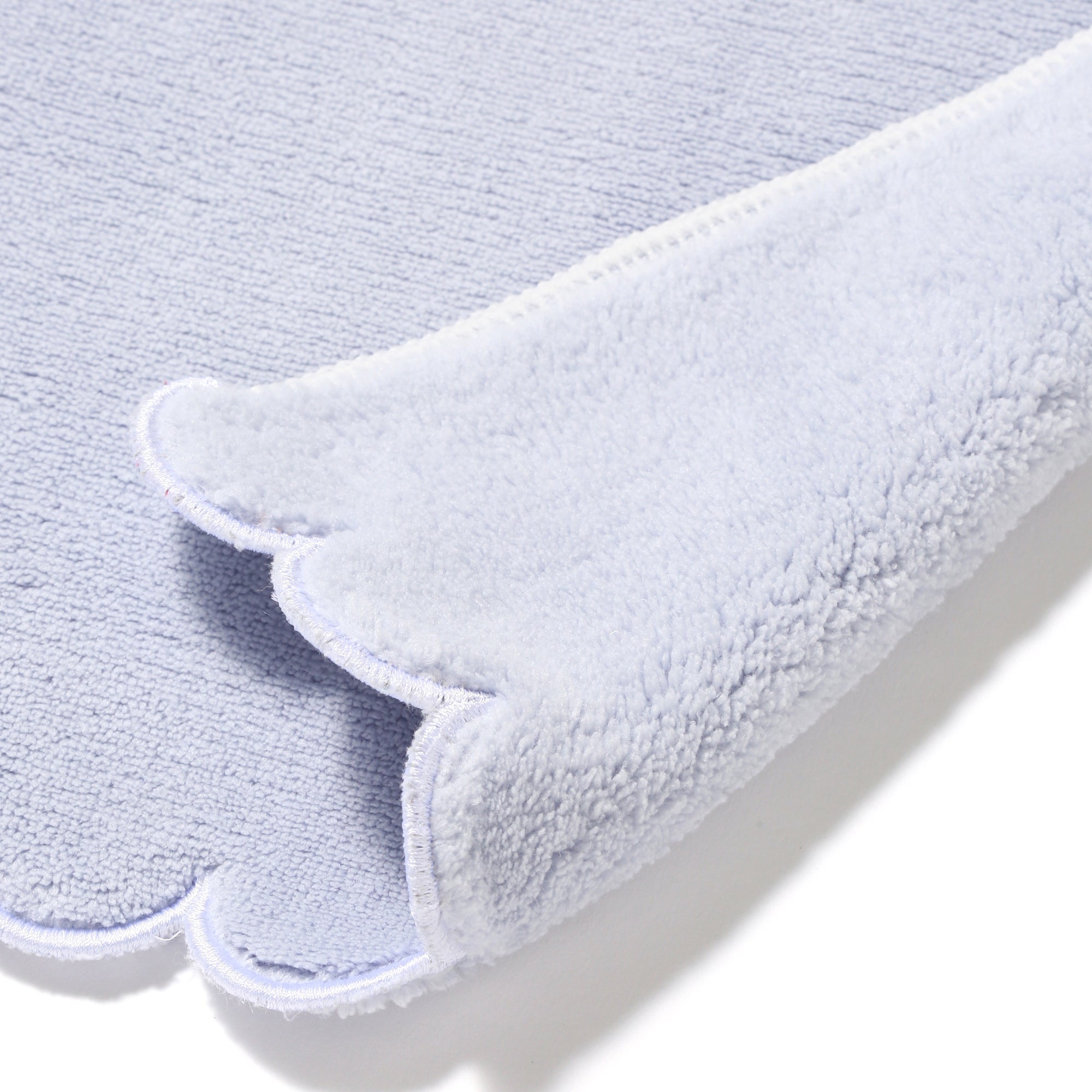 Premium Microfiber Face Towel - Soft & Absorbent Scallop Edge Light Blue Washcloth for Gentle Skin Care, Makeup Removal & Spa Use