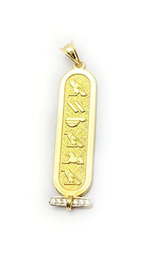 14K Solid Gold Personalized Cartouche Necklace - Custom Egyptian Hieroglyphic Pendant Jewelry for Women | Unique Gift for Anniversary, Birthday & Special Occasions | HStudio Handcrafted Luxury Necklace