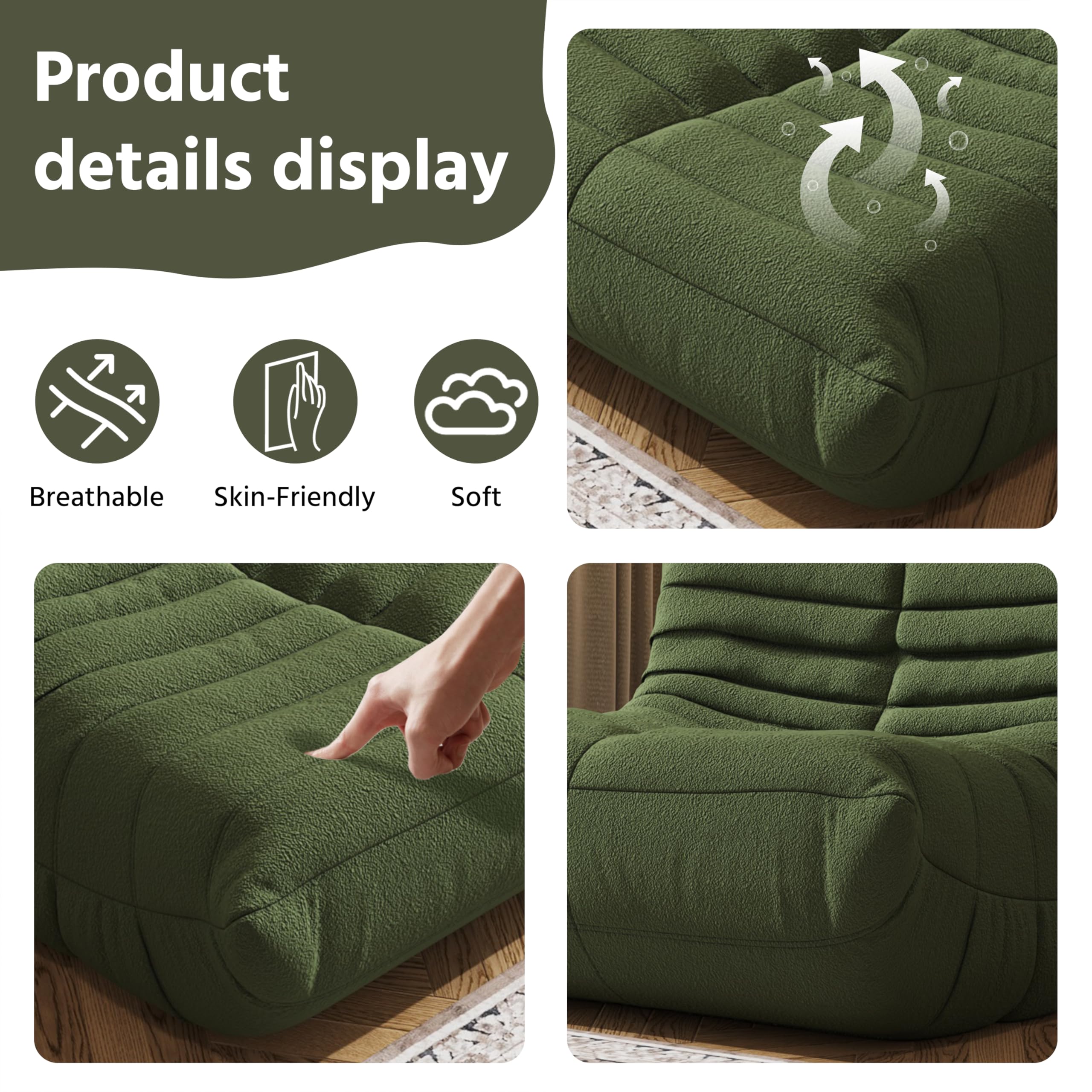 Comfortable Giant Bean Bag Chair for Adults - High Density Foam Fireside Lounger with Soft Teddy Velvet Fabric - Perfect for Living Room, Bedroom, Office & Apartment - Relaxing Floor Sofa for Reading, Gaming & Movie Nights