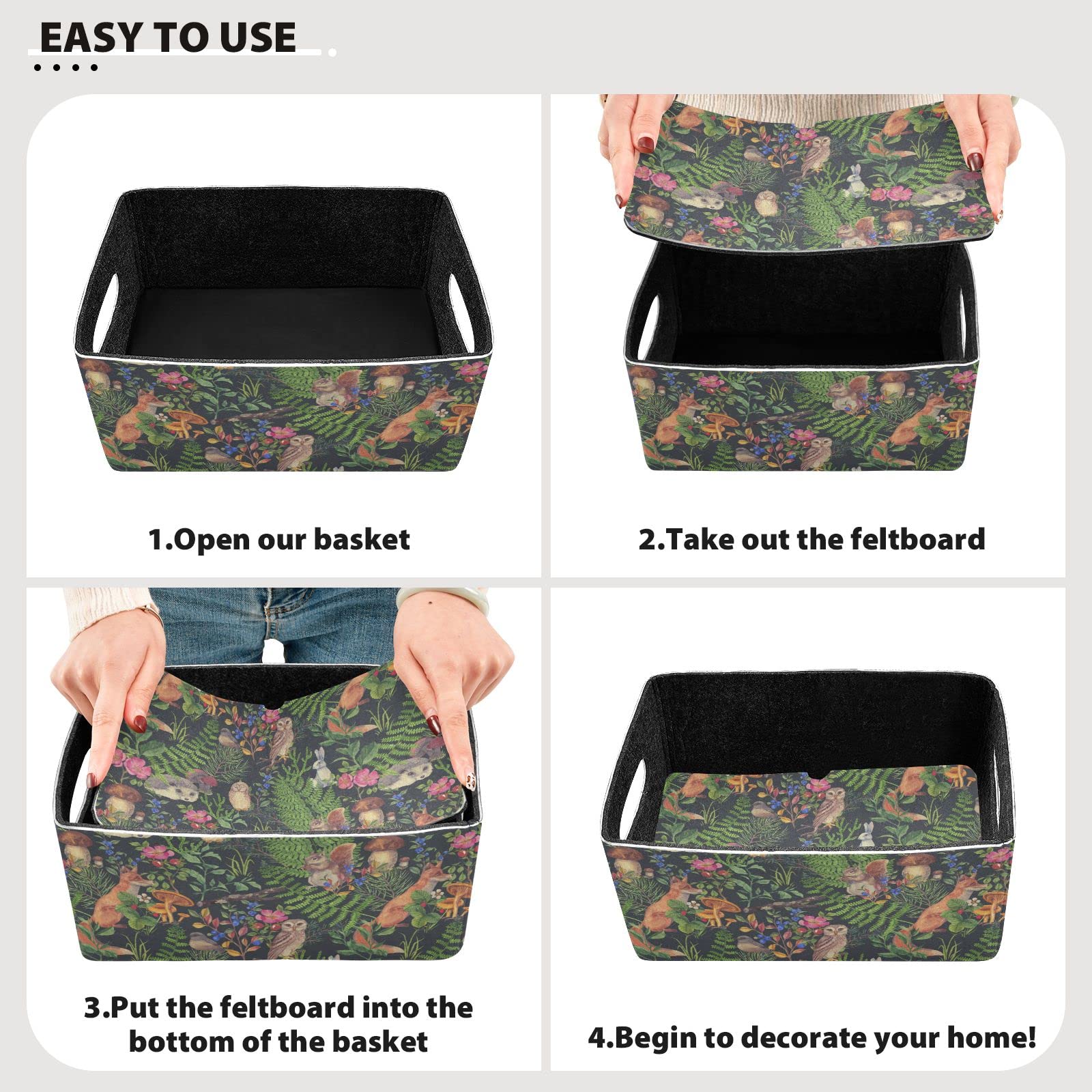 Emelivor 2-Pack Collapsible Felt Storage Bins with Handles - Foldable Fabric Baskets for Nursery, Kids Room, Closet, Toys, Clothes & Towels Organization | Perfect for Home, Office & Playroom Storage Solutions