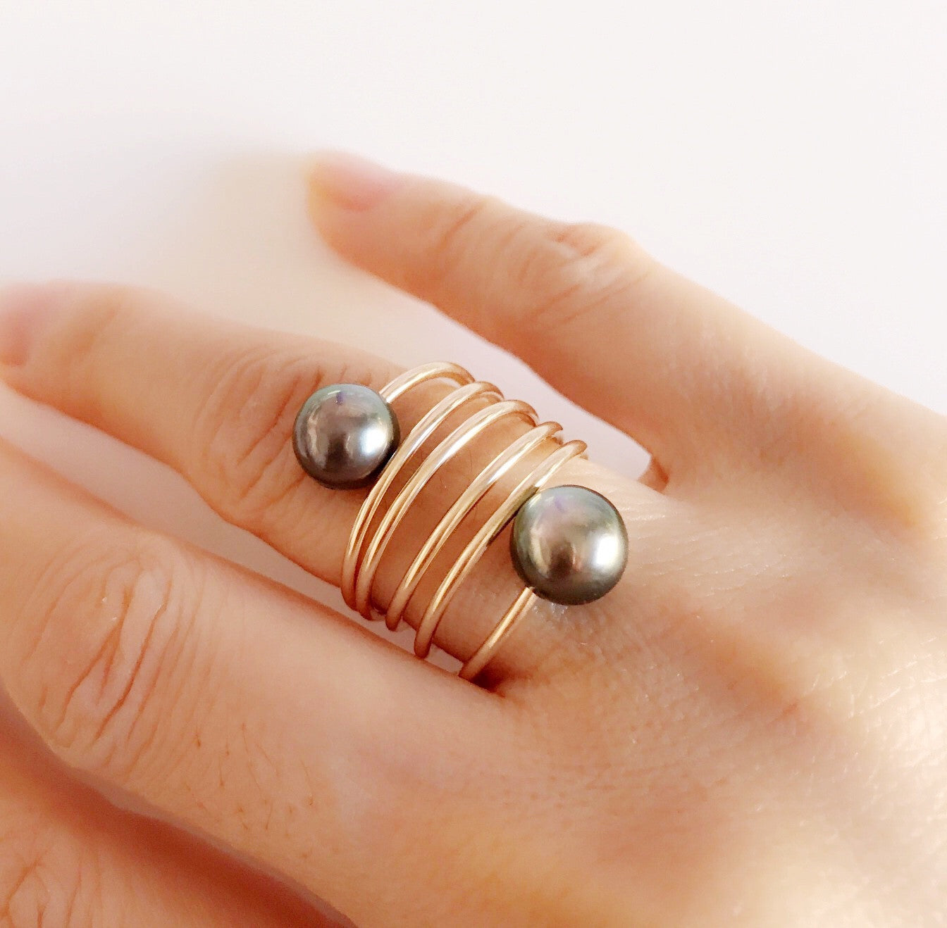 CAMILA Ring with Genuine Tahitian Pearls (R161) - Elegant Jewelry for Weddings, Parties & Special Occasions
