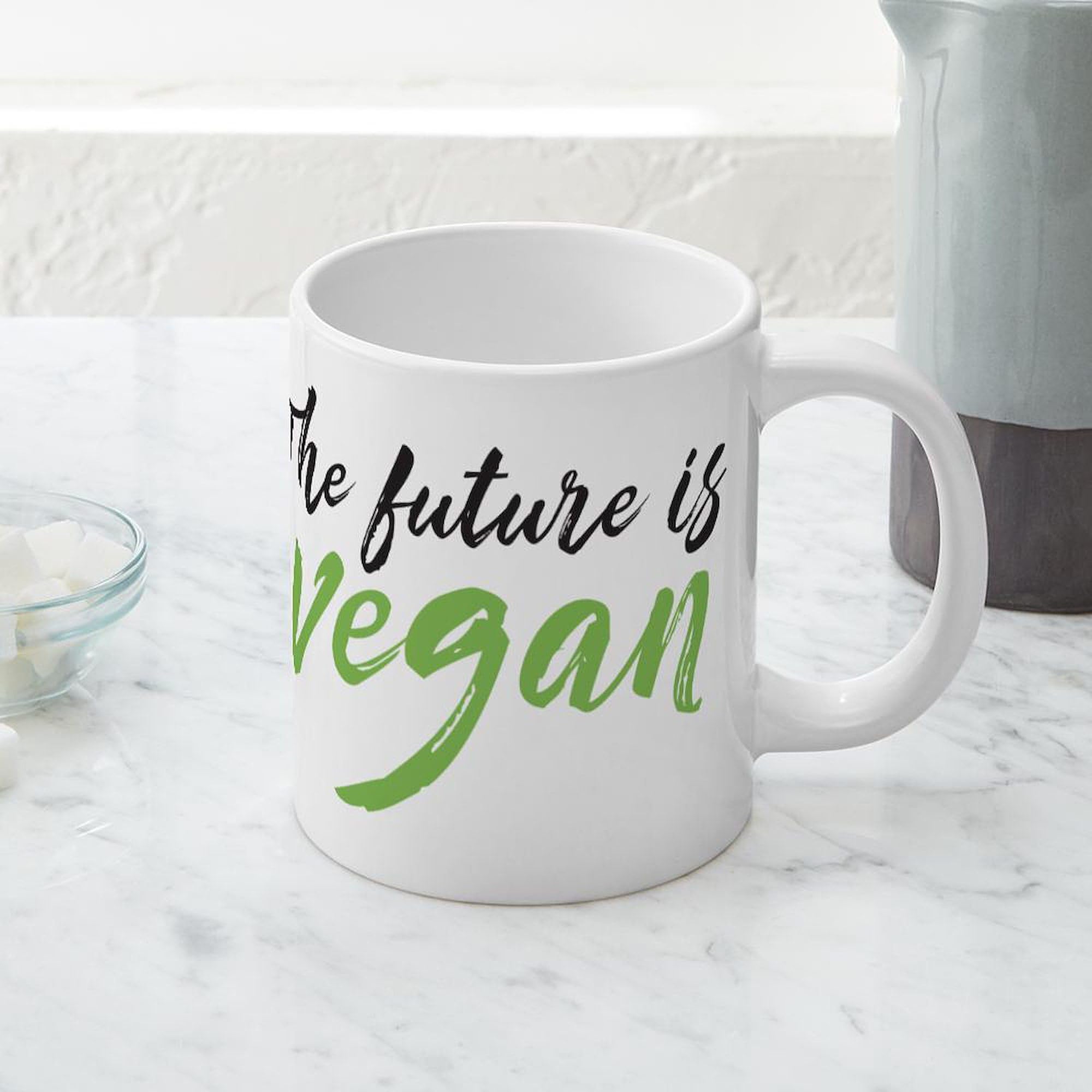 The Future Is Vegan 20 oz Ceramic Coffee Mega Mug - Large Insulated Tea & Coffee Cup for Home, Office & Travel - Eco-Friendly Plant-Based Gift