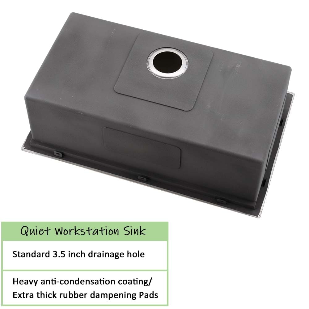 31x20 Inch Stainless Steel Single Bowl Drop-In Kitchen Sink Workstation - 16 Gauge Handmade Topmount Sink with Cutting Board | Perfect for Food Prep, Dishwashing & Small Kitchen Spaces