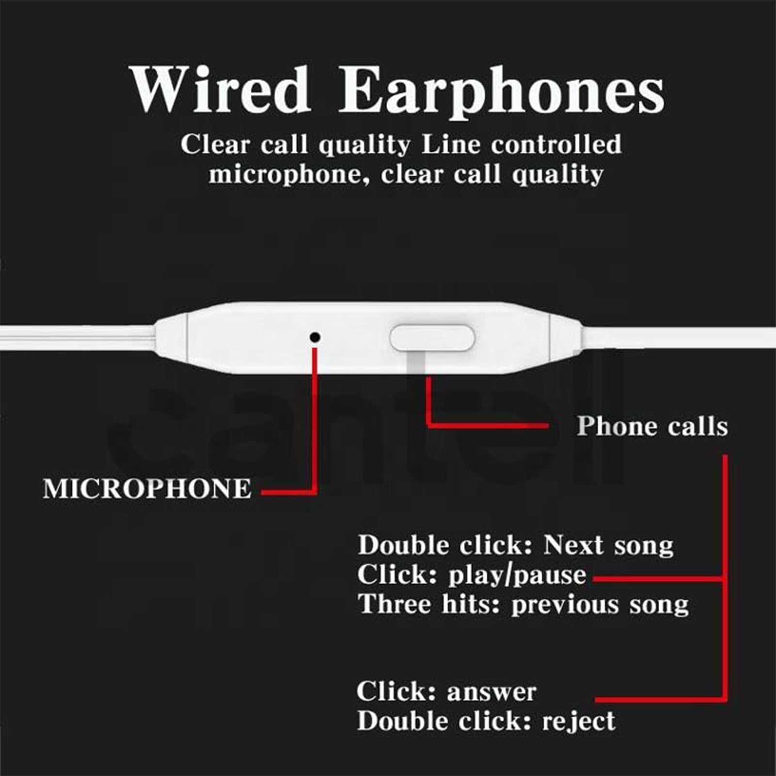 Premium Wired Earbuds with Microphone - 3.5mm Noise Cancelling In-Ear Headphones, Ergonomic Design & Powerful Bass Stereo Sound | Perfect for Smartphones, Laptops, Computers - Ideal for Commuting, Gaming & Workouts