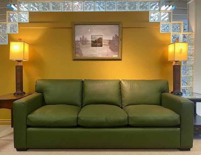 Modern Leather Sofa with Down Seating - Premium Comfort for Living Room, Office & Lounge - Soft Genuine Leather Couch with Plush Cushions