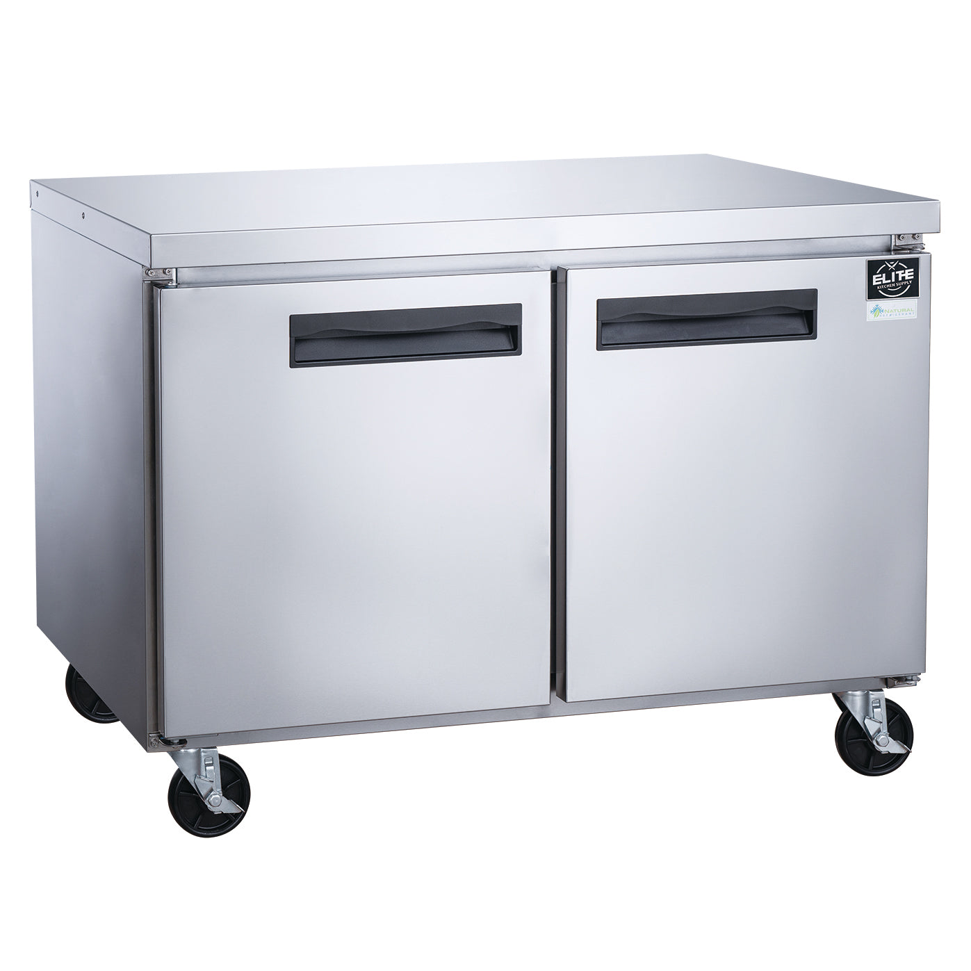 EUC50F 2 Door Undercounter Commercial Freezer - Energy Efficient Stainless Steel Restaurant Freezer for Kitchen, Bar, or Convenience Store Use