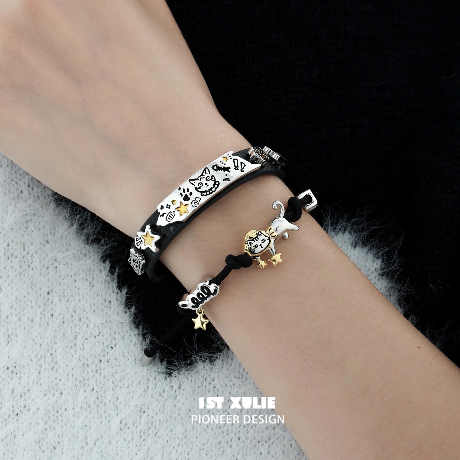 Graffiti Kitten Lazy Cat Nylon Bracelets for Women & Girls - Trendy Adjustable Wristbands for Casual Wear, Gifts & Cat Lovers