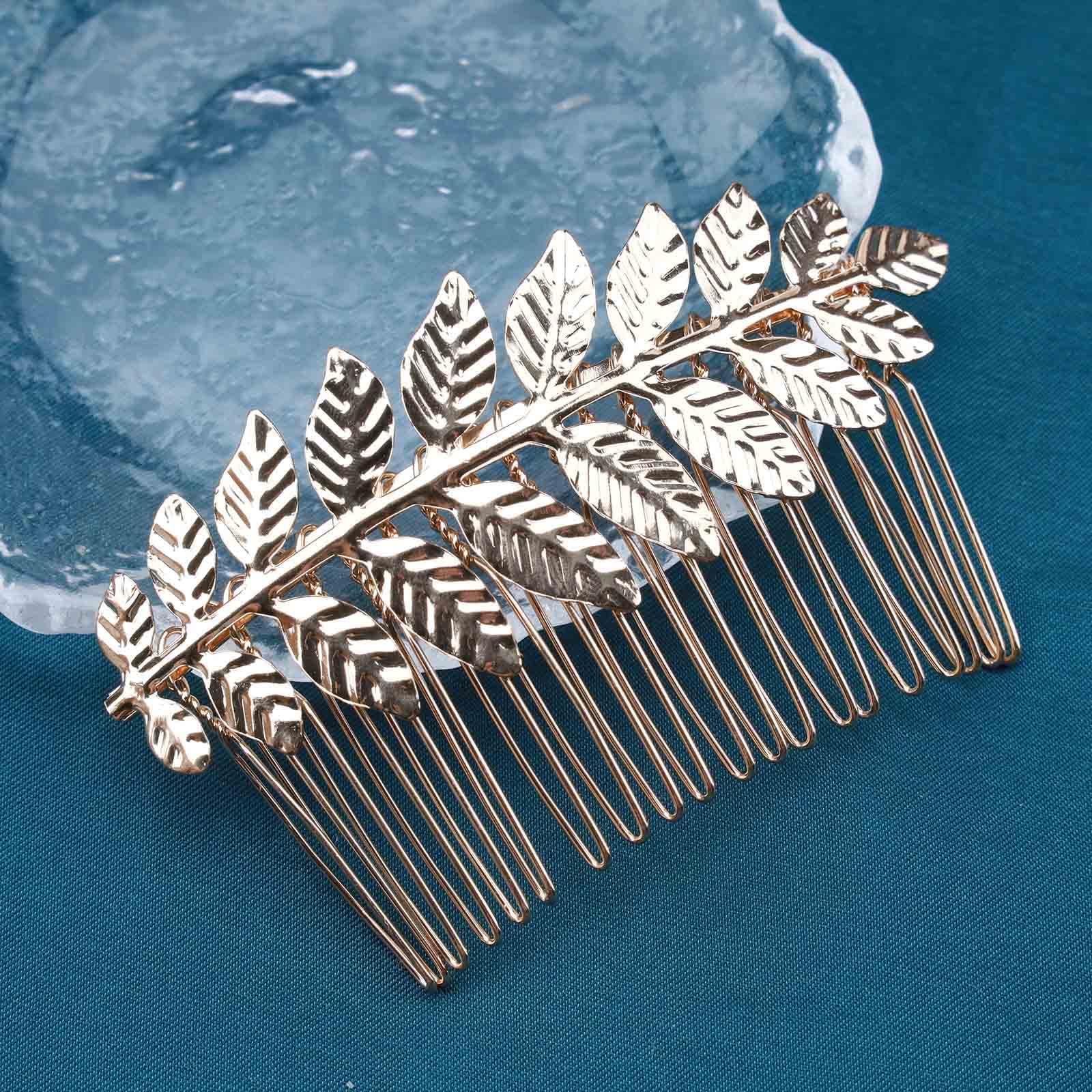 Yheakne Gold Leaf Bridal Hair Comb - Elegant Wedding Headpiece for Bride & Bridesmaids, Perfect for Weddings, Prom & Formal Events