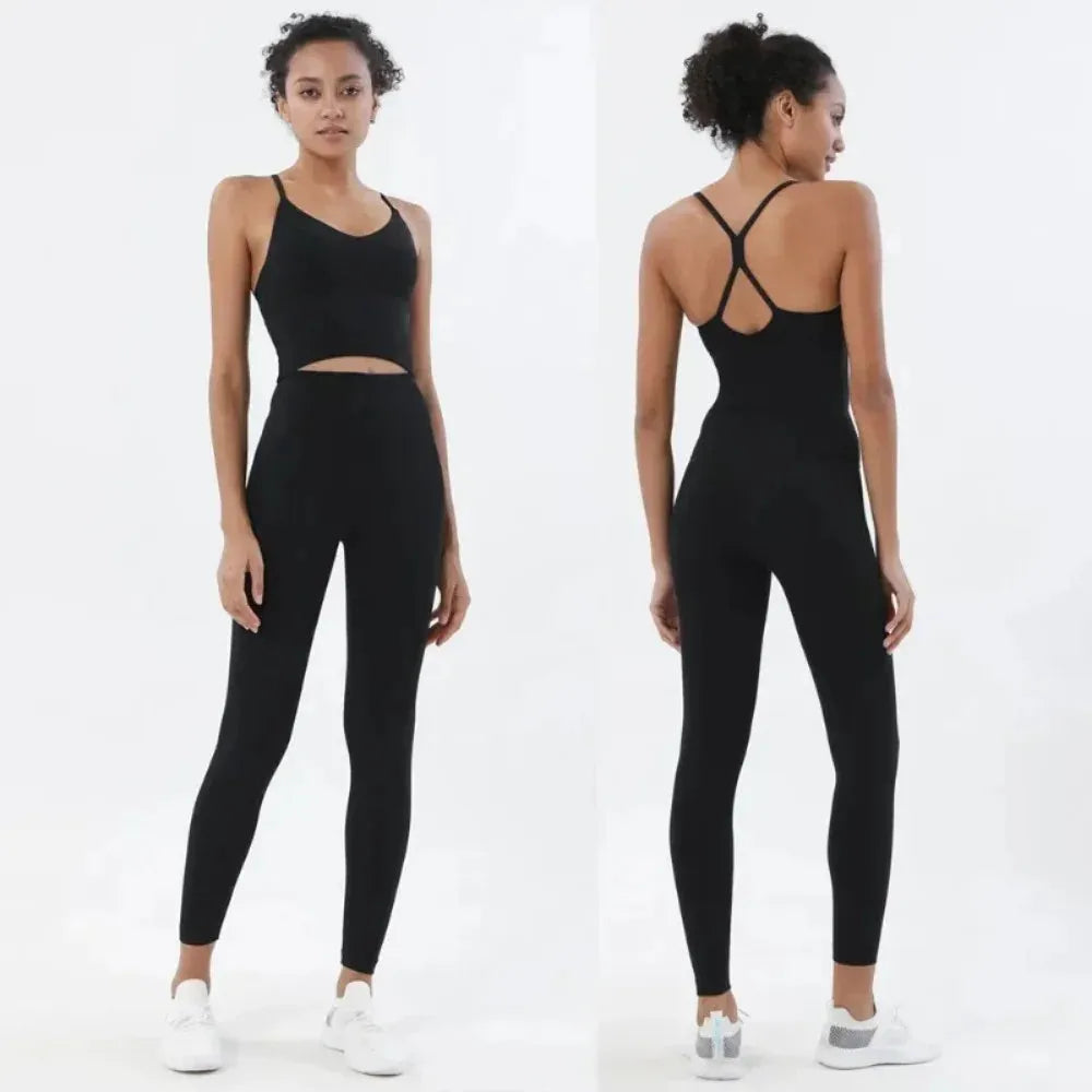 Women's Sports Bra and Leggings Set - Naked Feeling Gym Workout Outfit | Breathable Yoga Fitness Clothing for Running, Pilates & Home Exercises