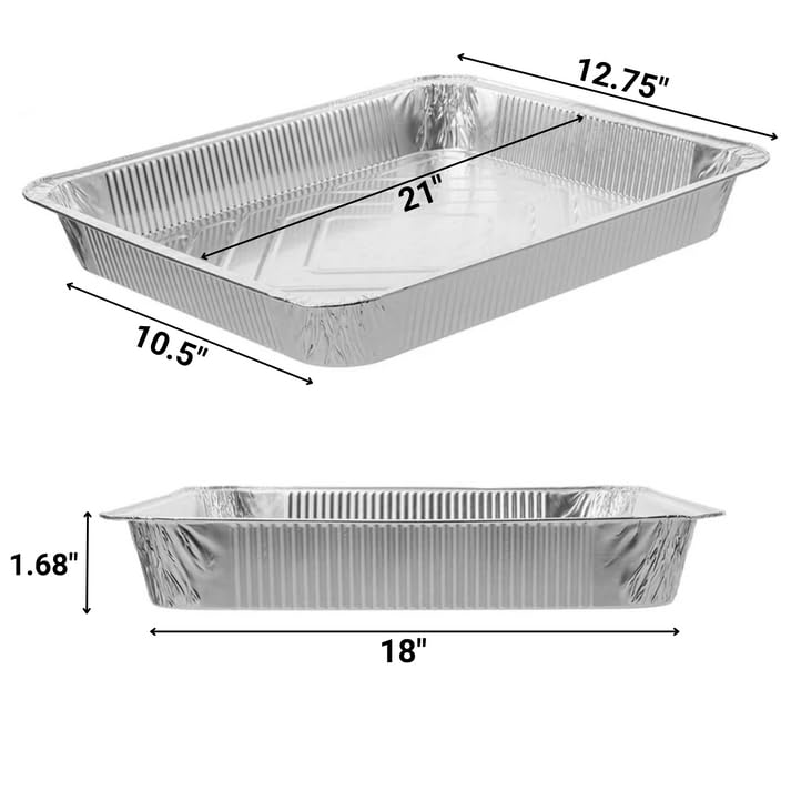 Disposable Aluminum Full Size Shallow Pans with Lids - 40 Pack for Food Prep, Catering & Meal Storage | Includes FREE 9-Piece Serving Utensils Set - Perfect for Restaurants, Parties & Bulk Cooking