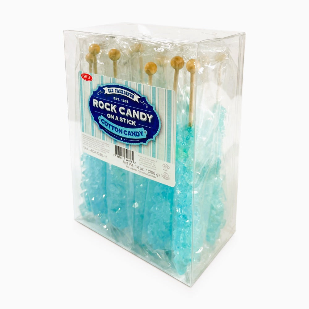 Espeez Old Fashioned Rock Candy Light Blue - 18ct Box | Vintage Hard Candy for Parties, Weddings & Gifts | Perfect for Dessert Toppings, Cocktail Garnish & Candy Buffets