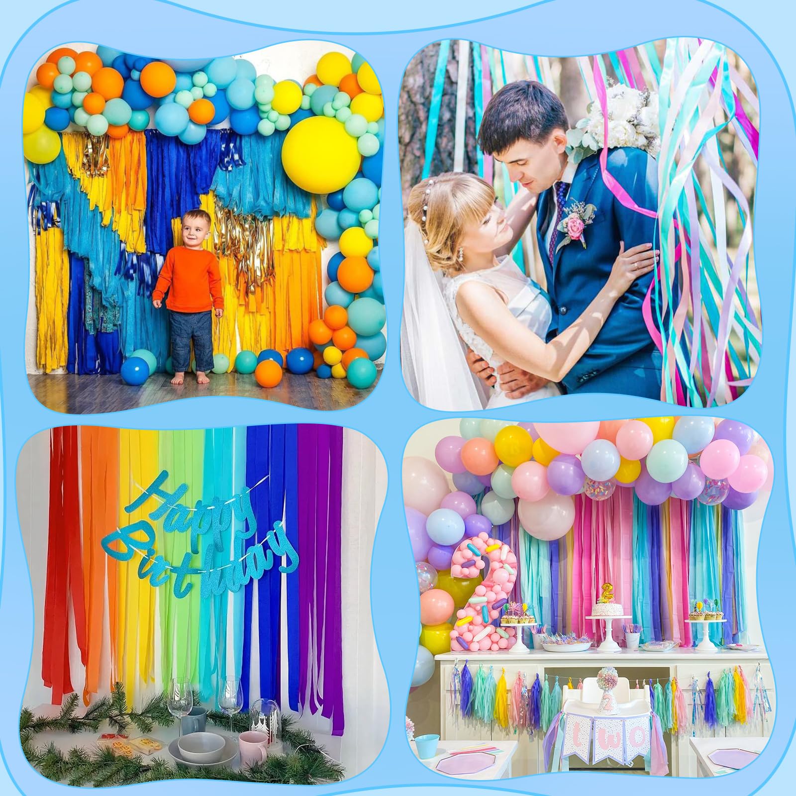 8 Rolls 656Ft Royal Blue Crepe Paper Streamers for Birthday, Wedding, Baby Shower, Christmas & Party Decorations | Ocean Theme Party Supplies & DIY Craft Decor