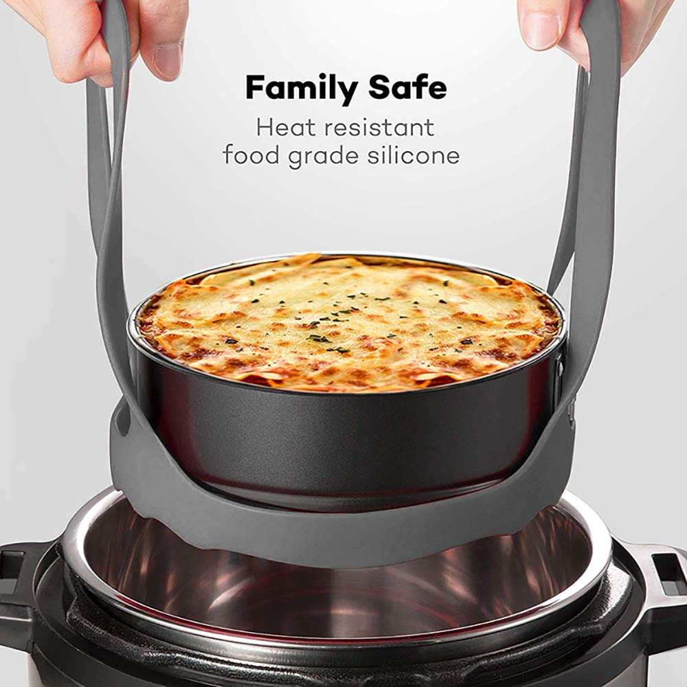 Silicone Pressure Cooker Sling for 6 Qt & 8 Qt Instant Pot, Ninja Foodi - BPA-Free Steamer Rack & Anti-Scalding Bakeware Lifter - Perfect for Cooking Eggs, Vegetables & Meal Prep (Gray)