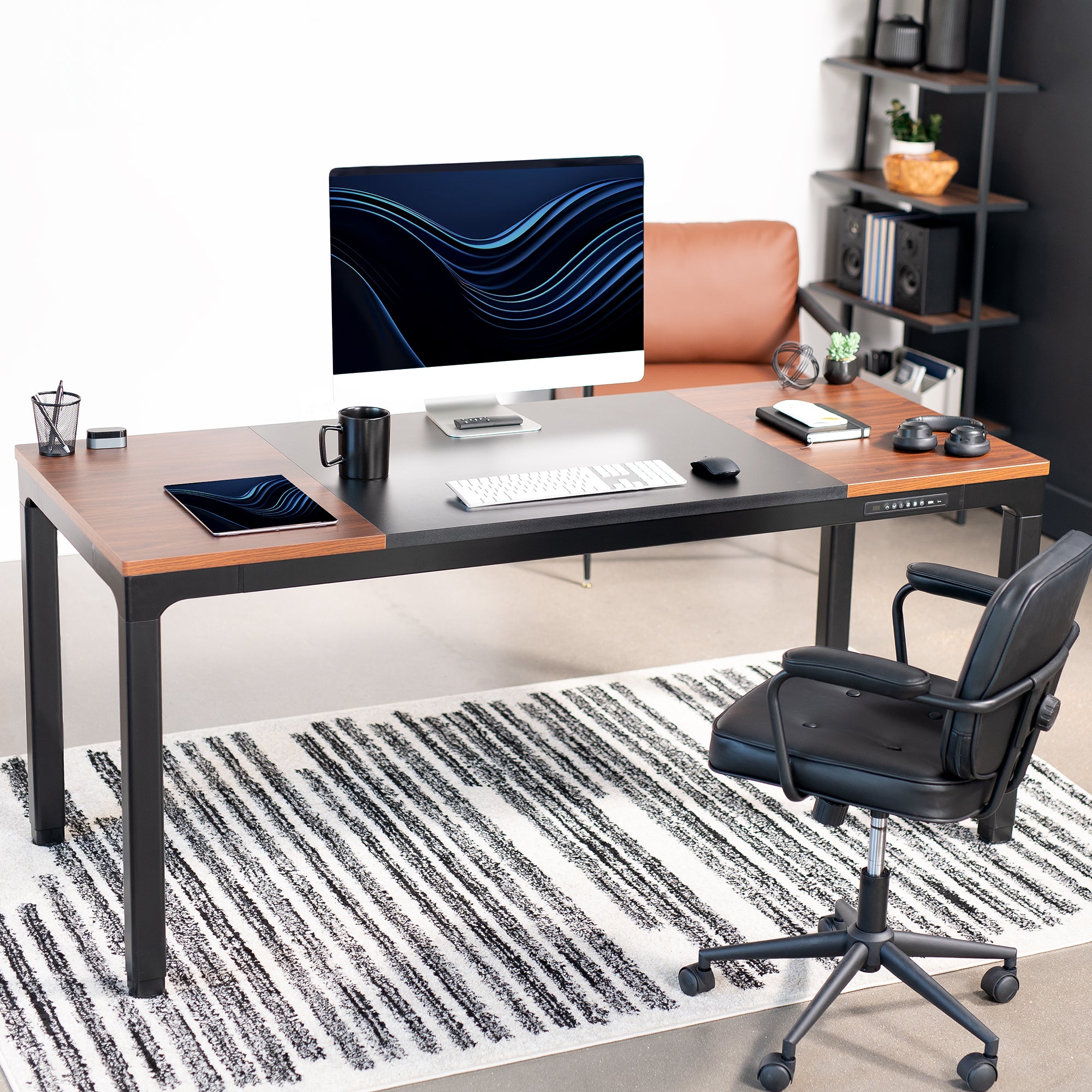 Premium Electric 4-Leg Quad Motor Standing Desk Frame - Adjustable Height Home Office Desk Base for Work, Gaming & Study (Black)