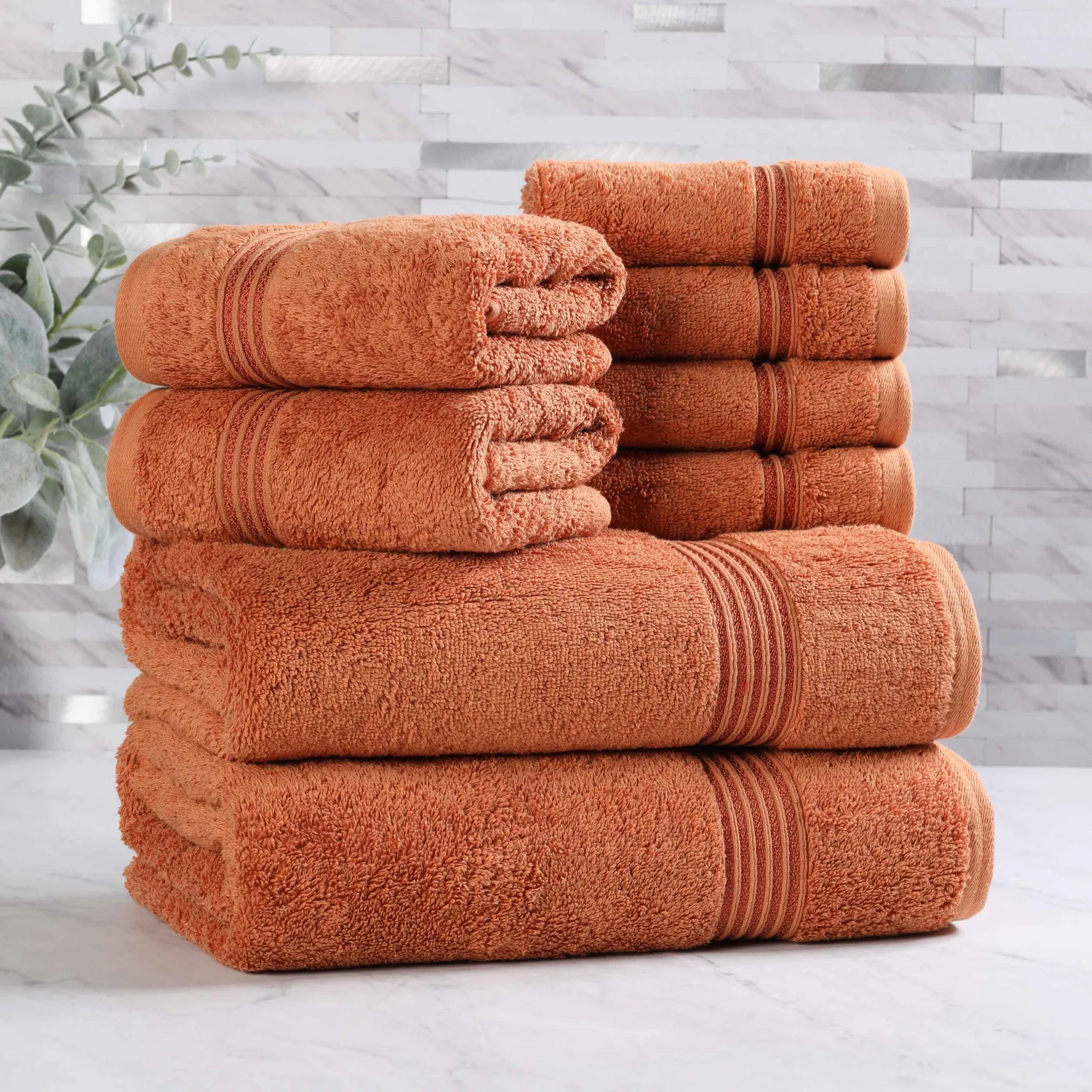 Premium Heritage Egyptian Cotton Plush Heavyweight 8-Piece Bath Towel Set - Ultra Soft & Absorbent for Spa, Luxury Hotel & Home Bathroom Use