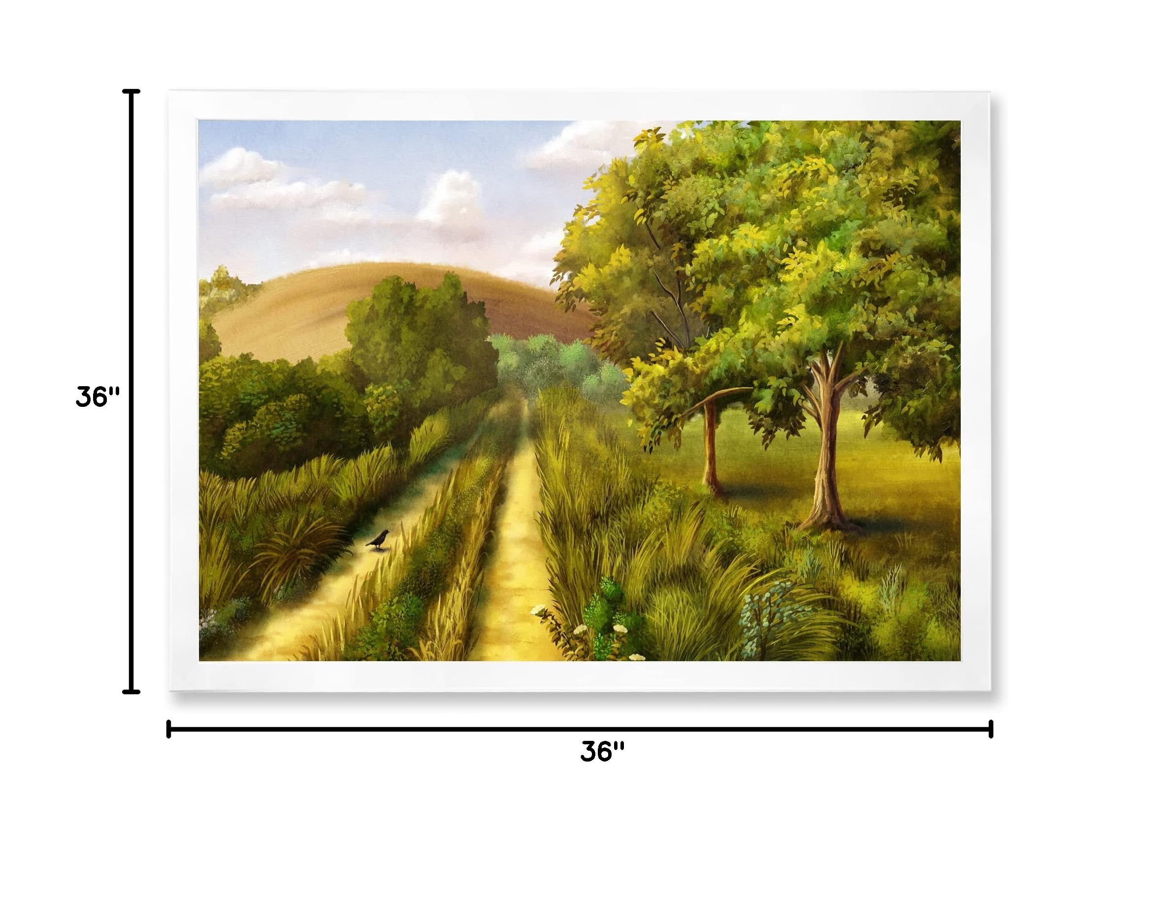 DesignQ Vibrant Country Road Summer Landscape Traditional Framed Wall Art - Perfect for Living Room, Bedroom & Office Decor