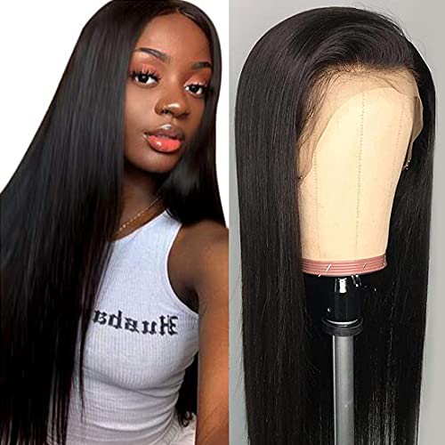 BLACKMOON HAIR 360 Frontal Lace Wig - 100% Virgin Brazilian Straight Human Hair - 20 Inch Pre-Plucked Glueless Lace Front Wig (150% Density) for Everyday Wear, Parties & Special Occasions
