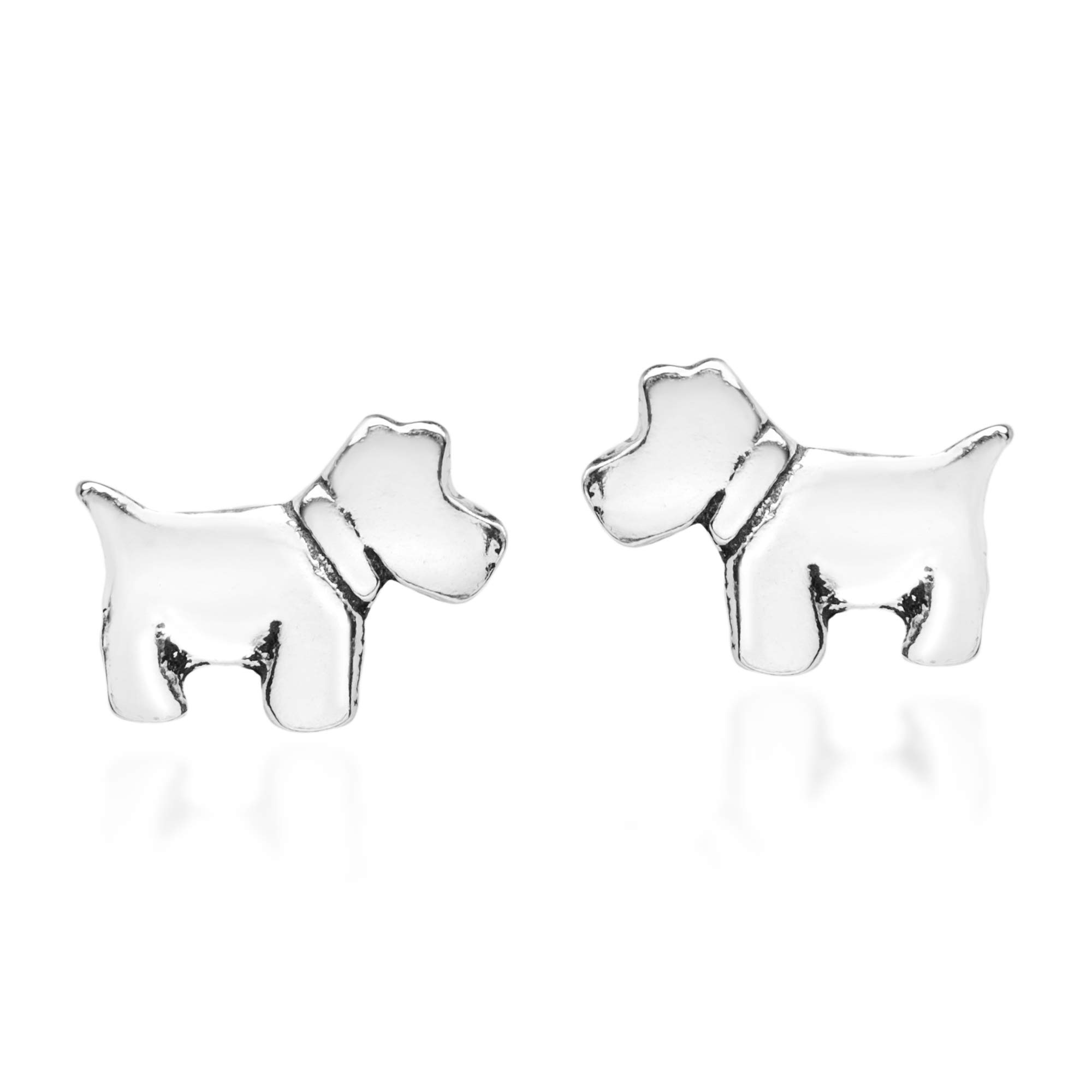 AeraVida Minimalist Dog Charm .925 Sterling Silver Stud Earrings for Women | Dainty Animal Lover Jewelry Gift | Perfect for Casual Wear, Date Nights & Special Occasions