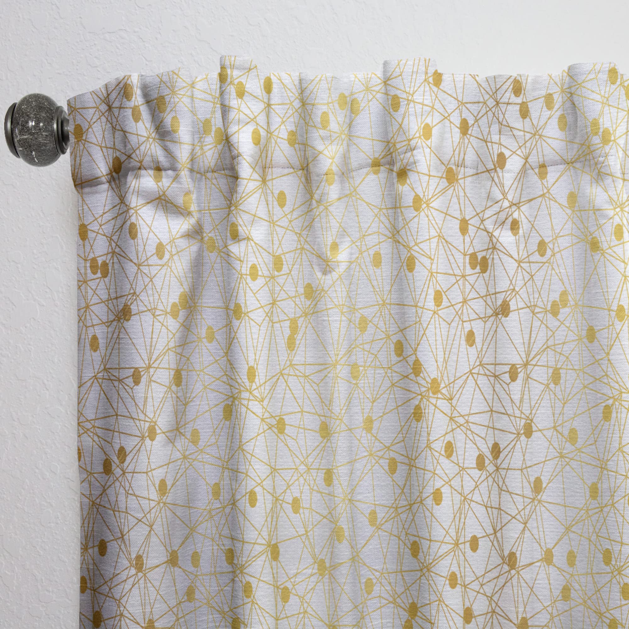 DesignQ 'Golden Maze II' Thermal Insulated Curtains - Single Panel 52x120 - Elegant Bedroom & Living Room Drapes for Home Decor & Light Blocking