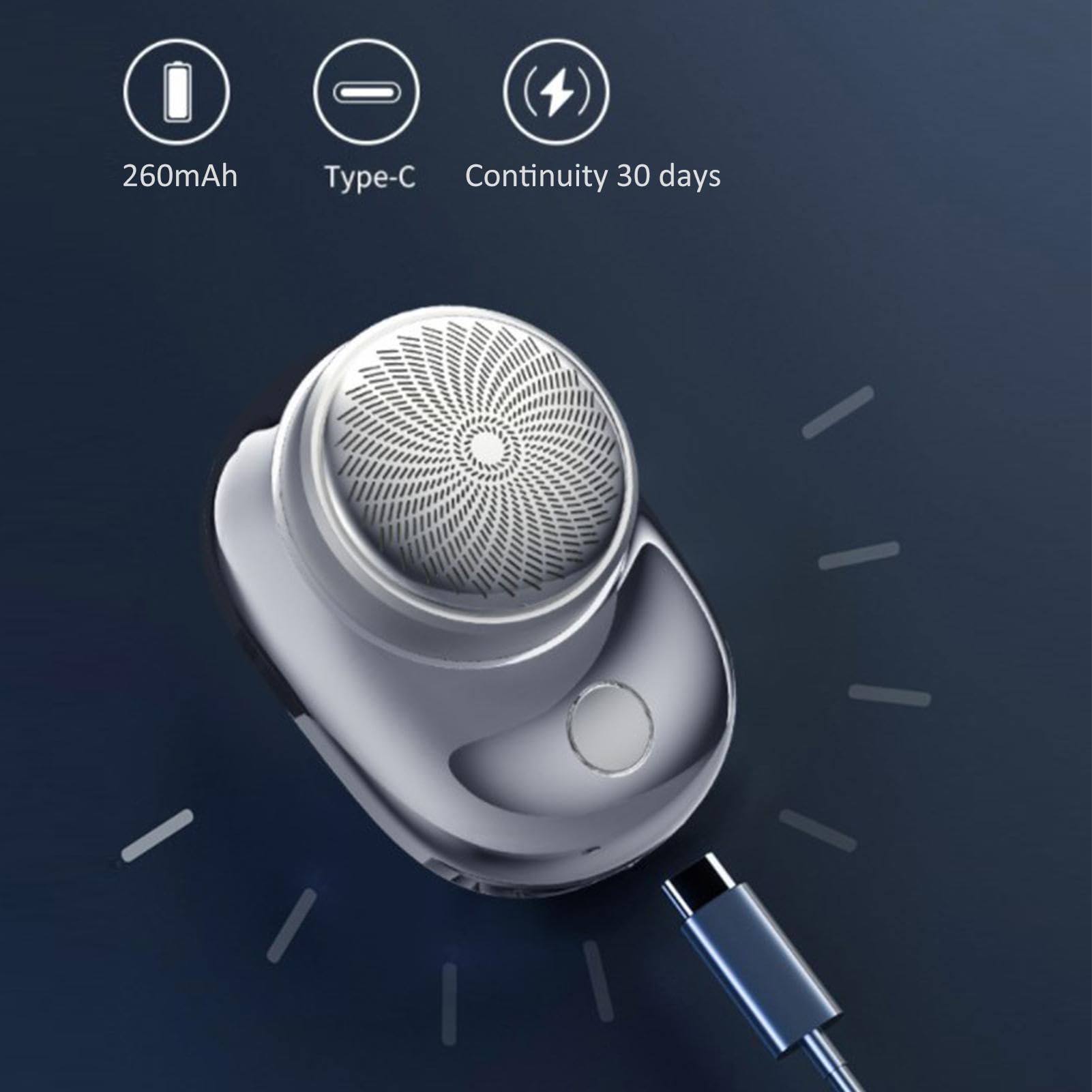 Pocket Size Electric Shaver - Portable Precision Shaver for Men, Compact & Lightweight Travel Shaver, Silver Head Shaver for Dad & Boyfriend - Perfect for Business Trips, Gym Bags & On-the-Go Grooming