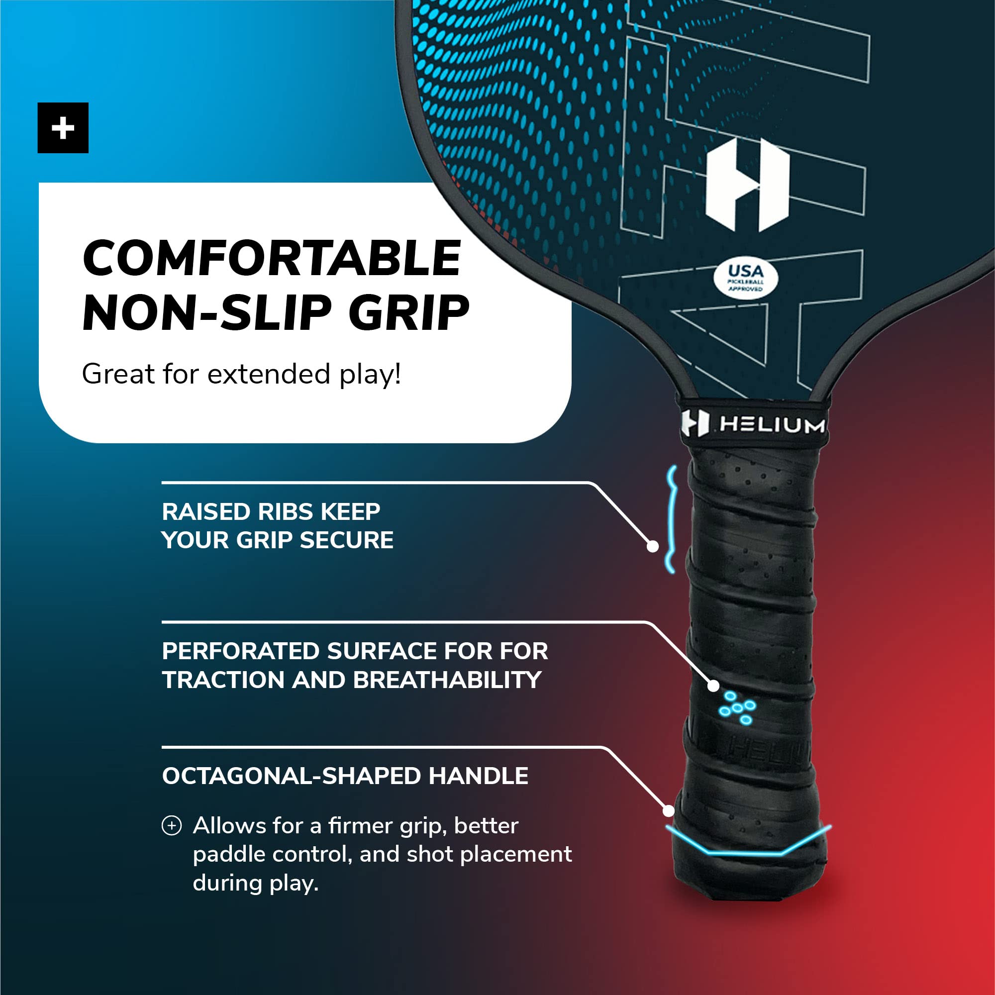 Helium Pro Carbon Fiber Pickleball Paddles - USAPA Approved Tournament Paddles with High-Spin Textured Surface & Lightweight Honeycomb Core - Perfect for Competitive Play & Recreational Pickleball Games