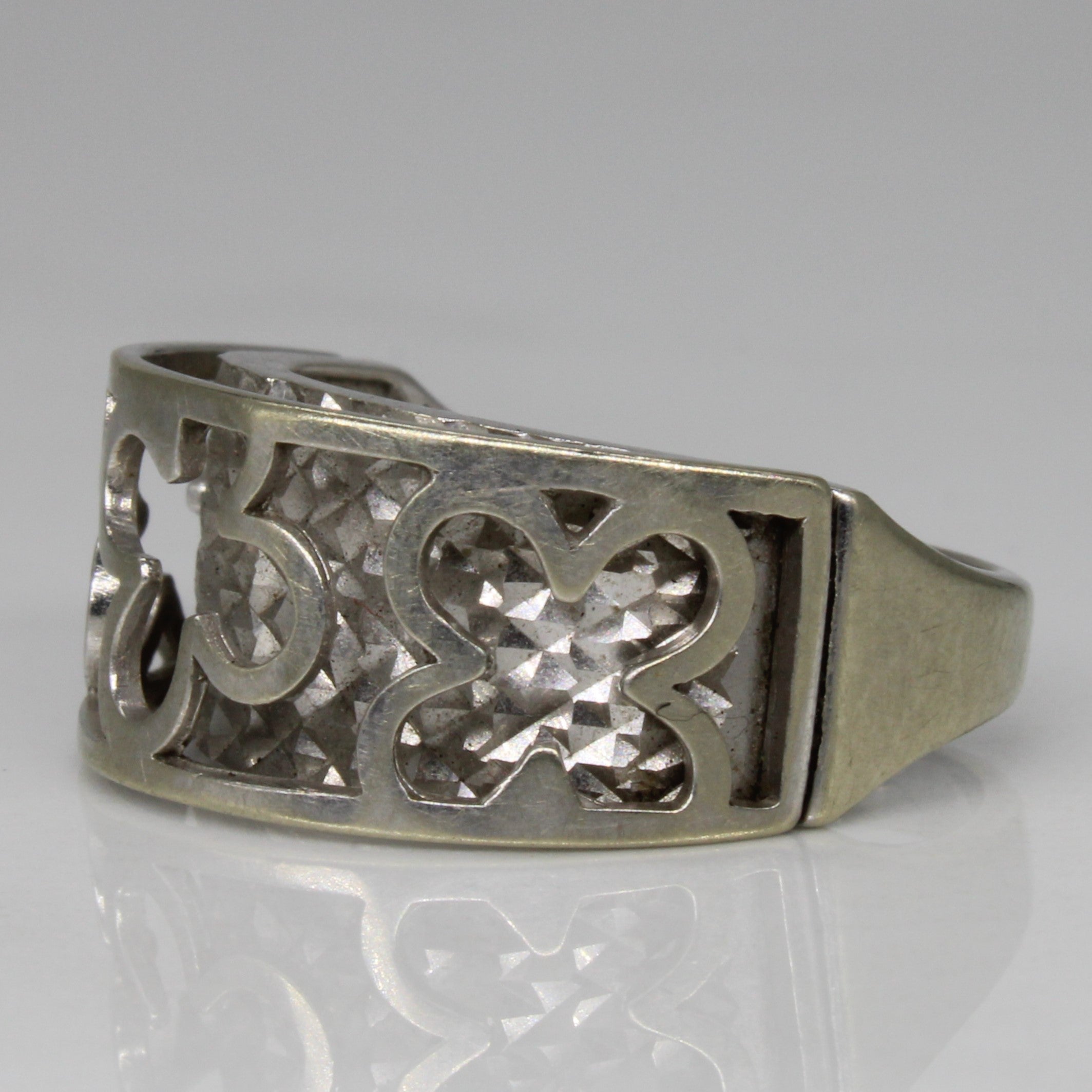 Layered Pattern White Gold Wedding Band Ring for Women - Size 6.75 - Elegant Bridal Jewelry for Engagement, Anniversary & Special Occasions