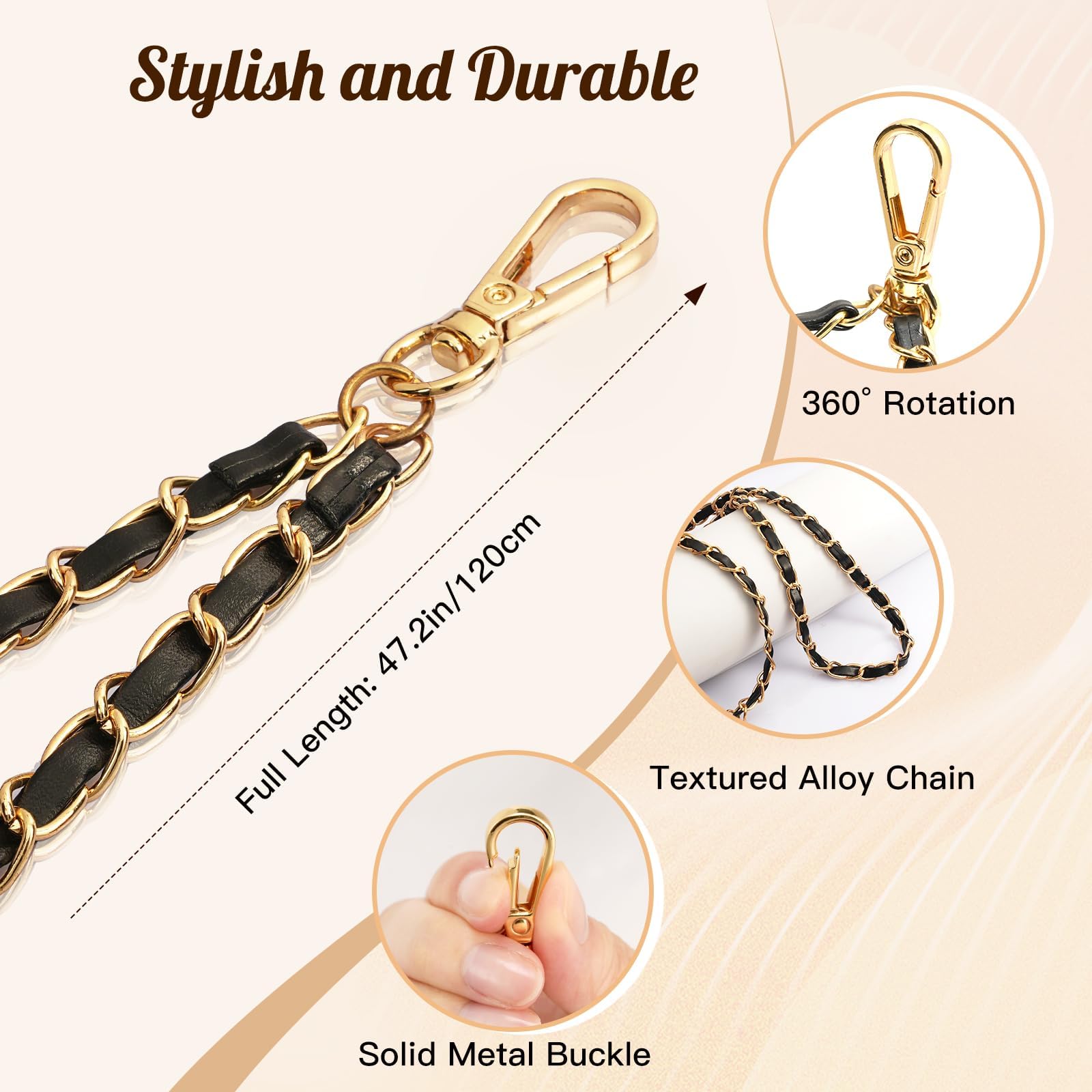 TiMOVO Universal Phone Lanyard - Metal Anti-Theft Crossbody Strap for iPhone 16/15 & Most Smartphones - Adjustable Phone Neck Holder for Women & Men (Gold & Black) - Perfect for Travel, Work, Gym & Outdoor Activities