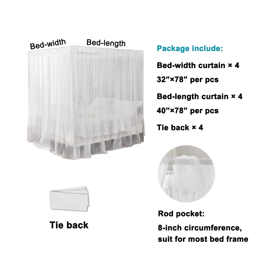 White Canopy Bed Curtain for Queen Size Bed - Soft Sheer Bed Canopy Scarf for Girls & Adults (Full/Queen, White) | Romantic Bedroom Decor, Boho Chic Wedding, Nursery Canopy for Baby Girls