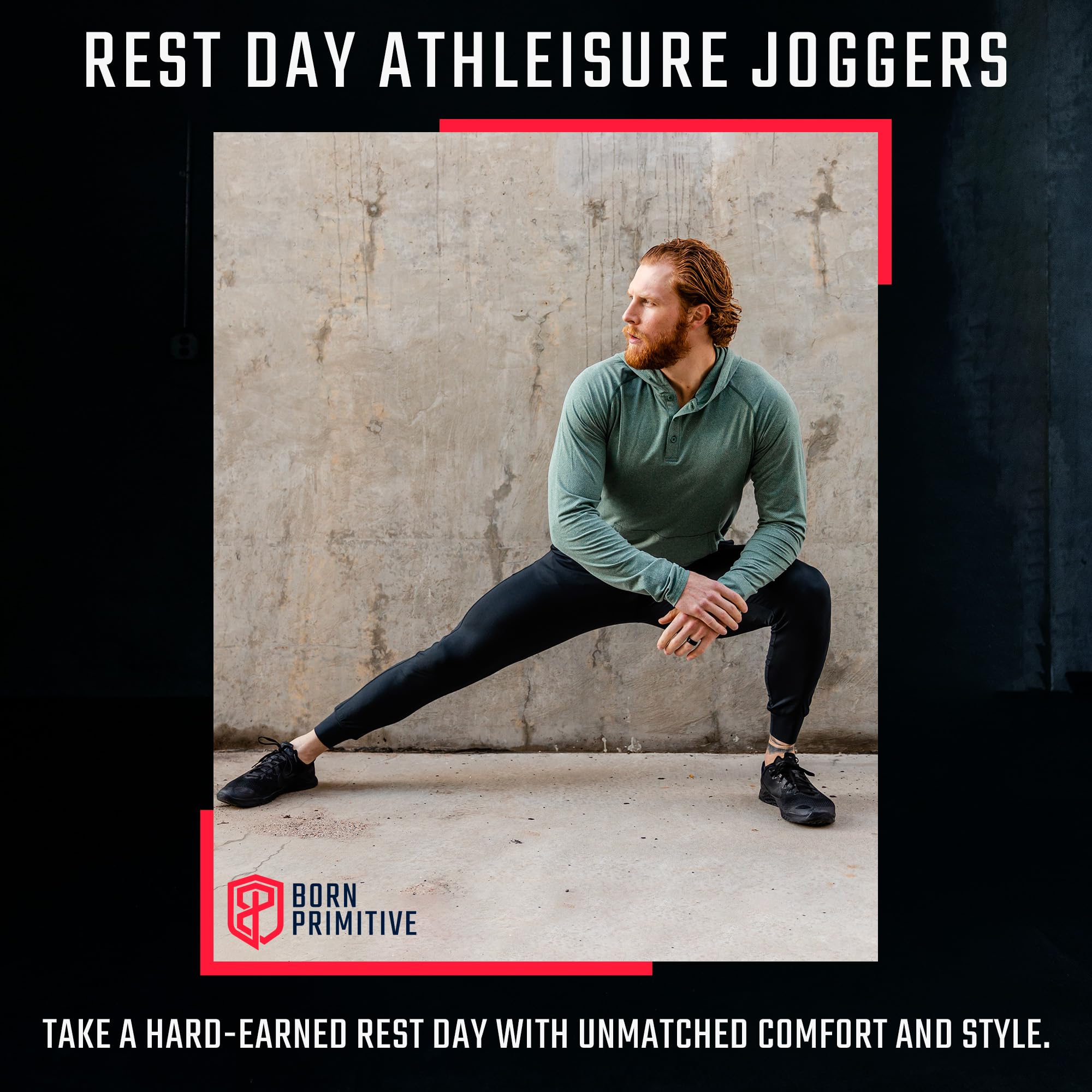 Born Primitive Men's Athletic Joggers - Comfortable Workout Pants with Pockets, Soft Stretchy Jogging Pants for Gym, Running & Lounge Wear