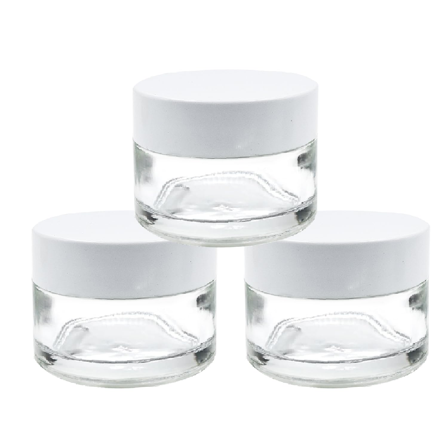 50ml Clear Round Empty Glass Cosmetic Jars with White Cap & Lid - Perfect for Creams, Balms, Face Scrubs & Body Lotions | Leak-Proof Travel-Friendly Containers for Skincare & DIY Beauty Products