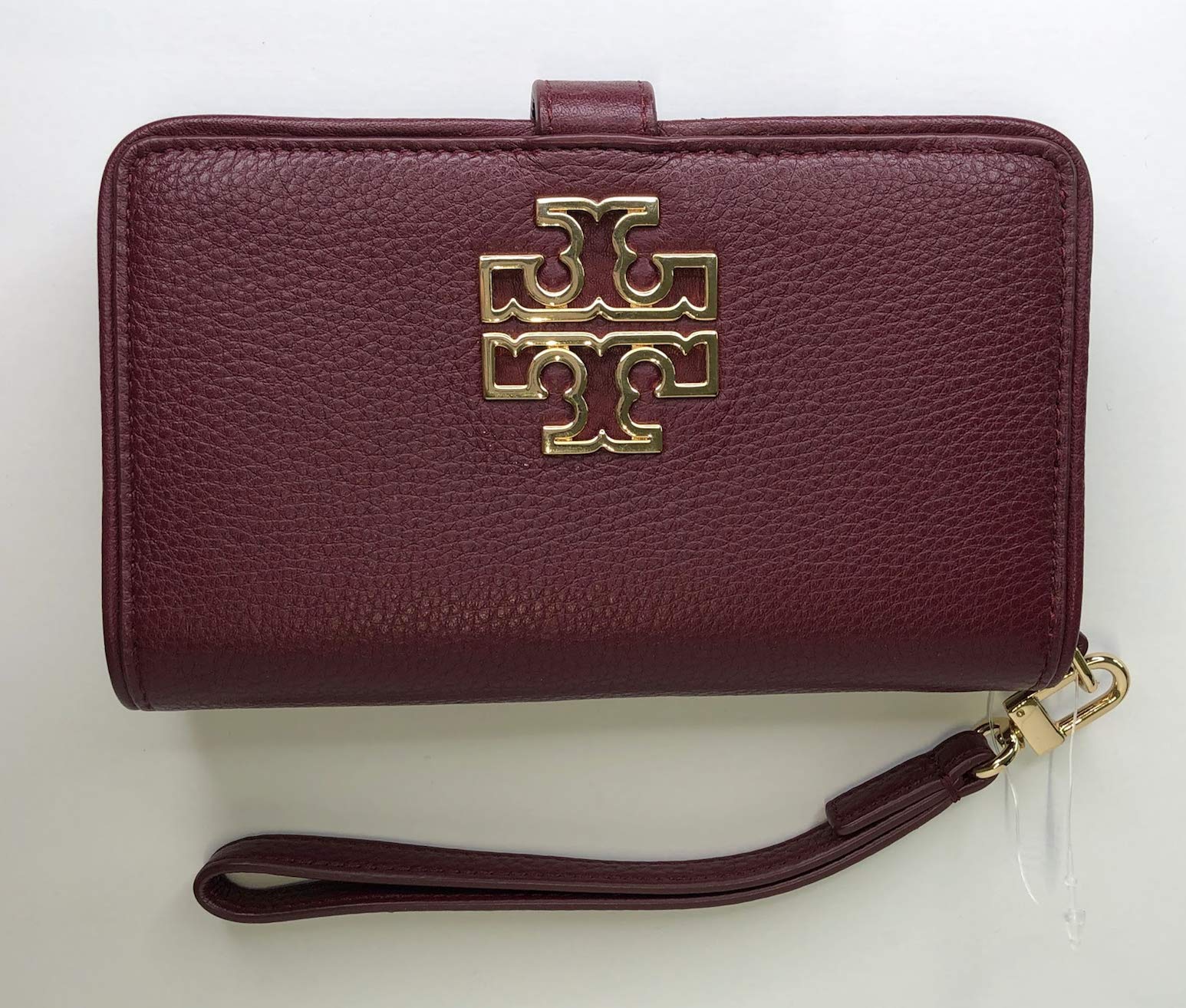 Tory Burch Britten Smartphone Wallet Wristlet Crossbody Bag - Imperial Garnet | RFID Blocking | Perfect for Everyday Use, Travel & Shopping