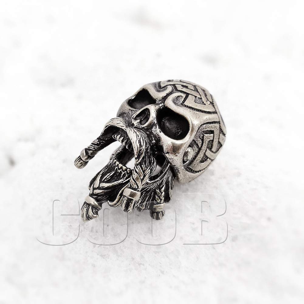EDC Paracord Bead - Celtic Skull Warrior Charm for Knives & Lanyards (Silver) - Outdoor Gear Accessory